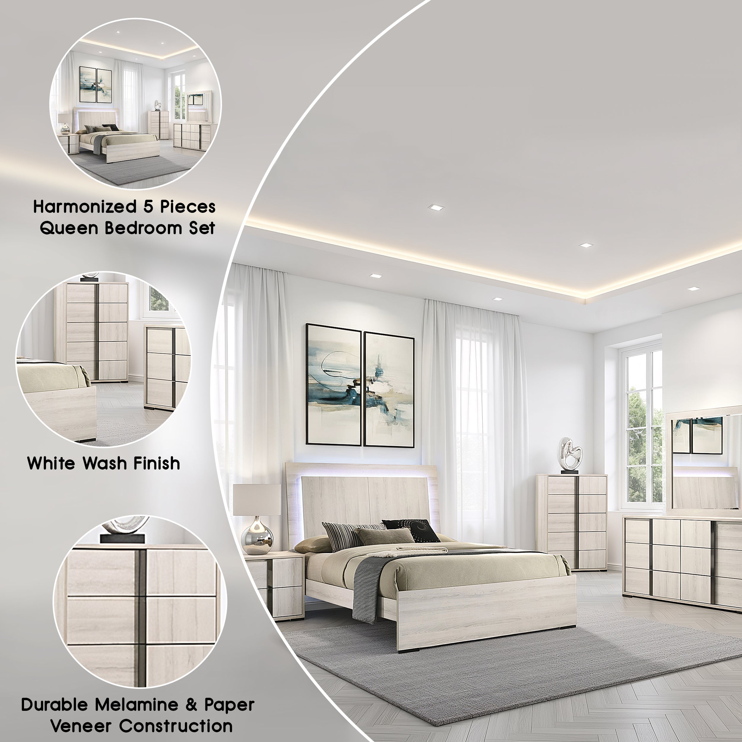 Lyntor Contemporary Bedroom Set, 5 Pieces