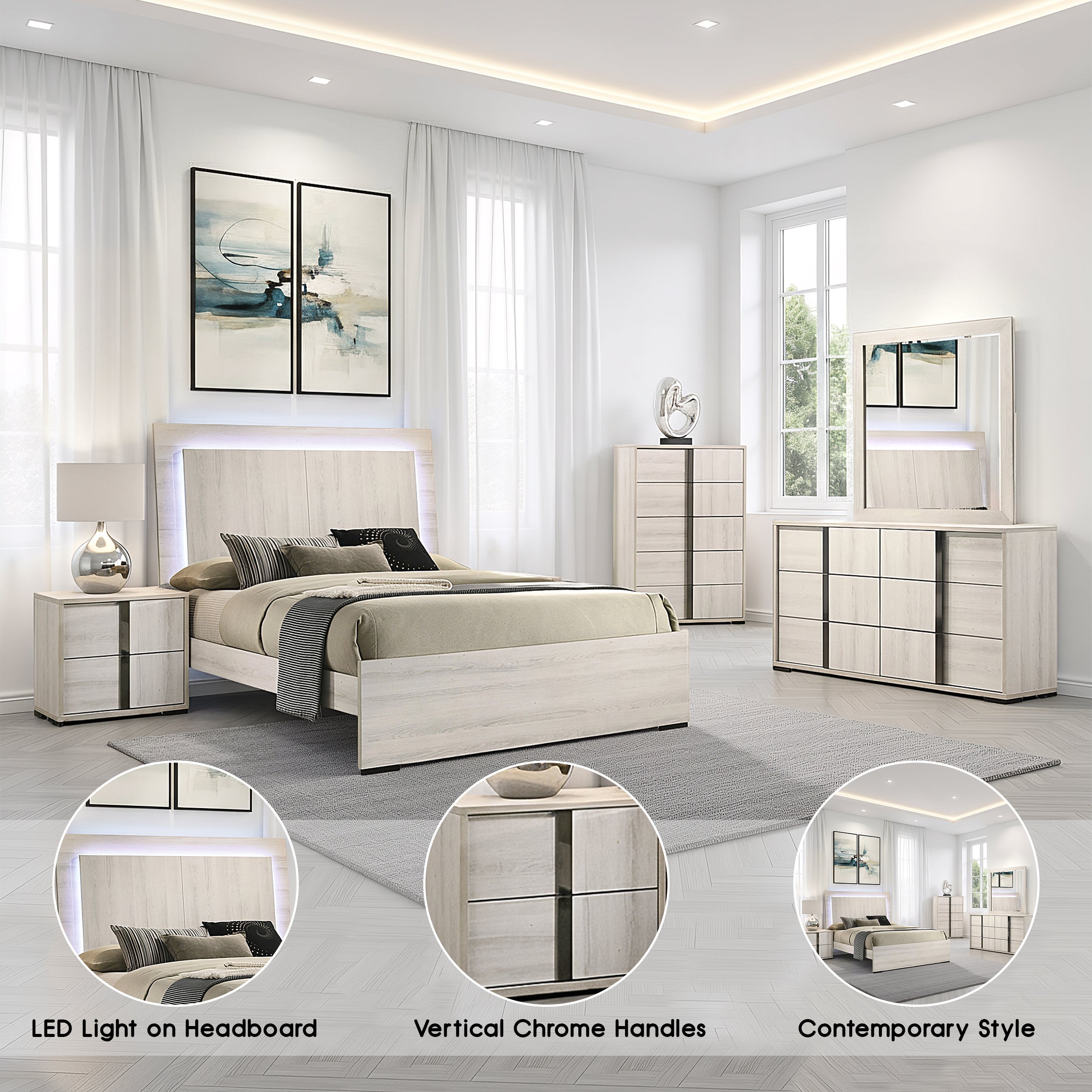 Lyntor Contemporary Bedroom Set, 5 Pieces