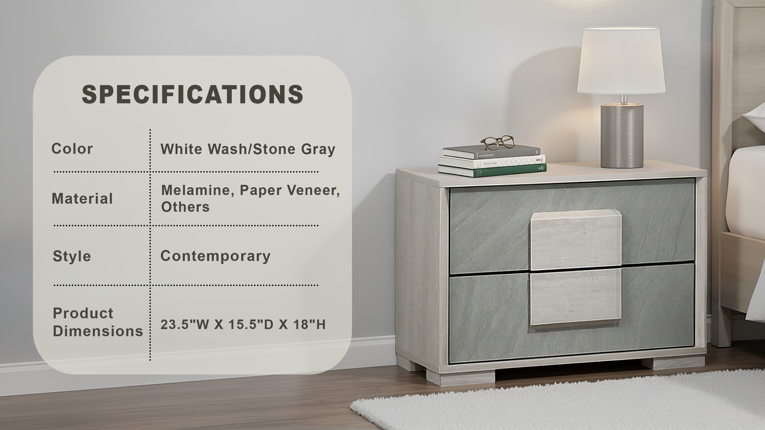 Ruthgate Contemporary Nightstand