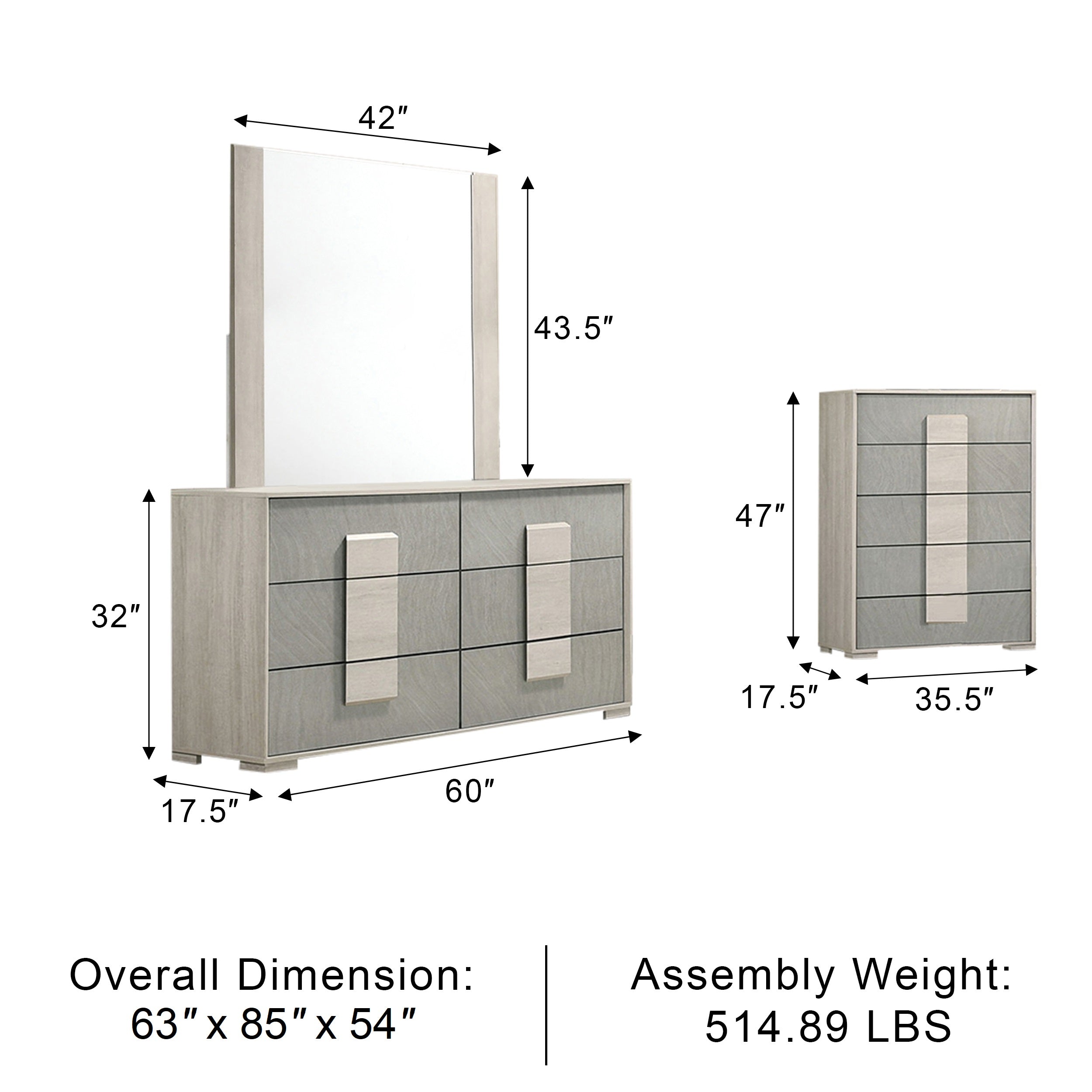 Ruthgate Contemporary Bedroom Set, 5 Pieces