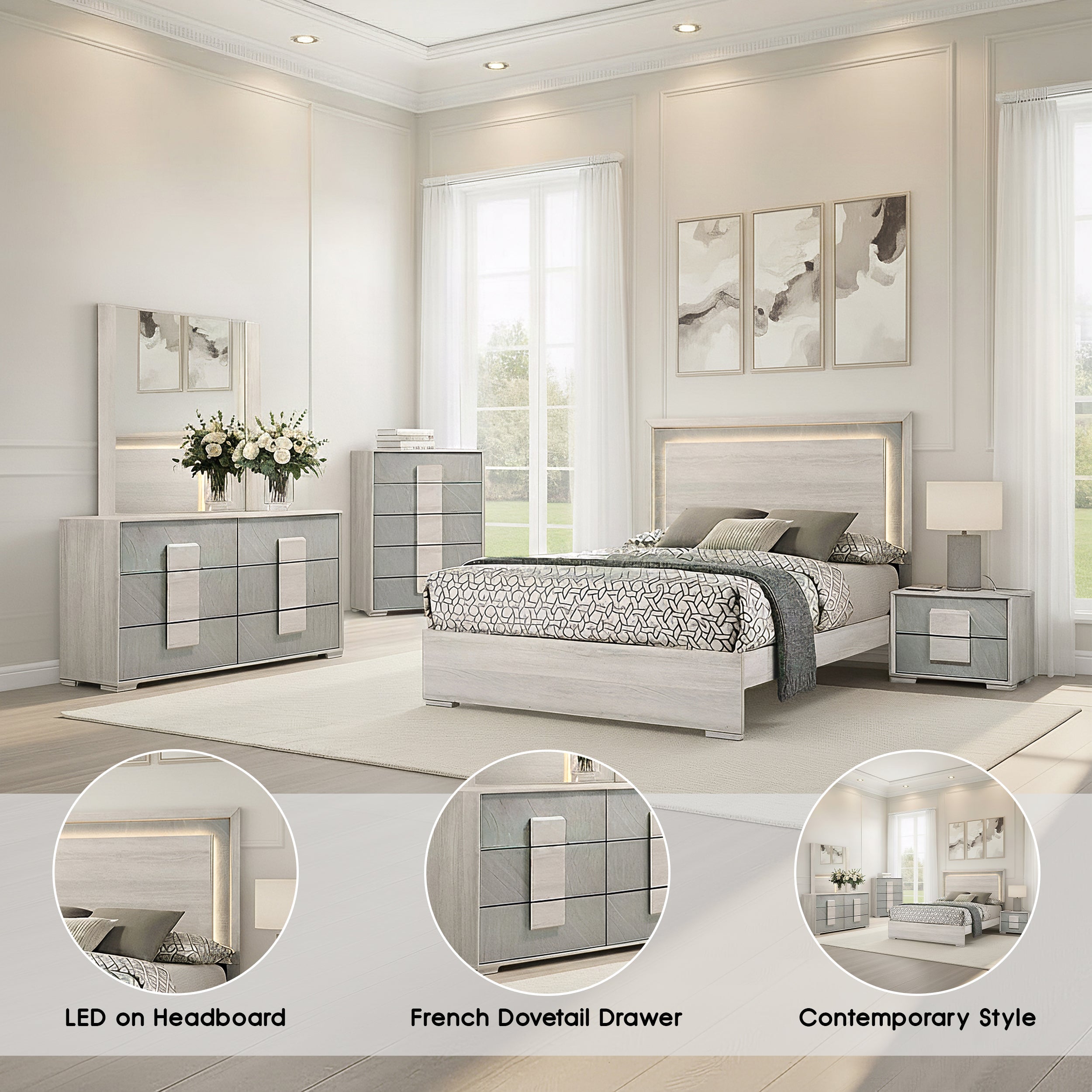 Ruthgate Contemporary Bedroom Set, 5 Pieces