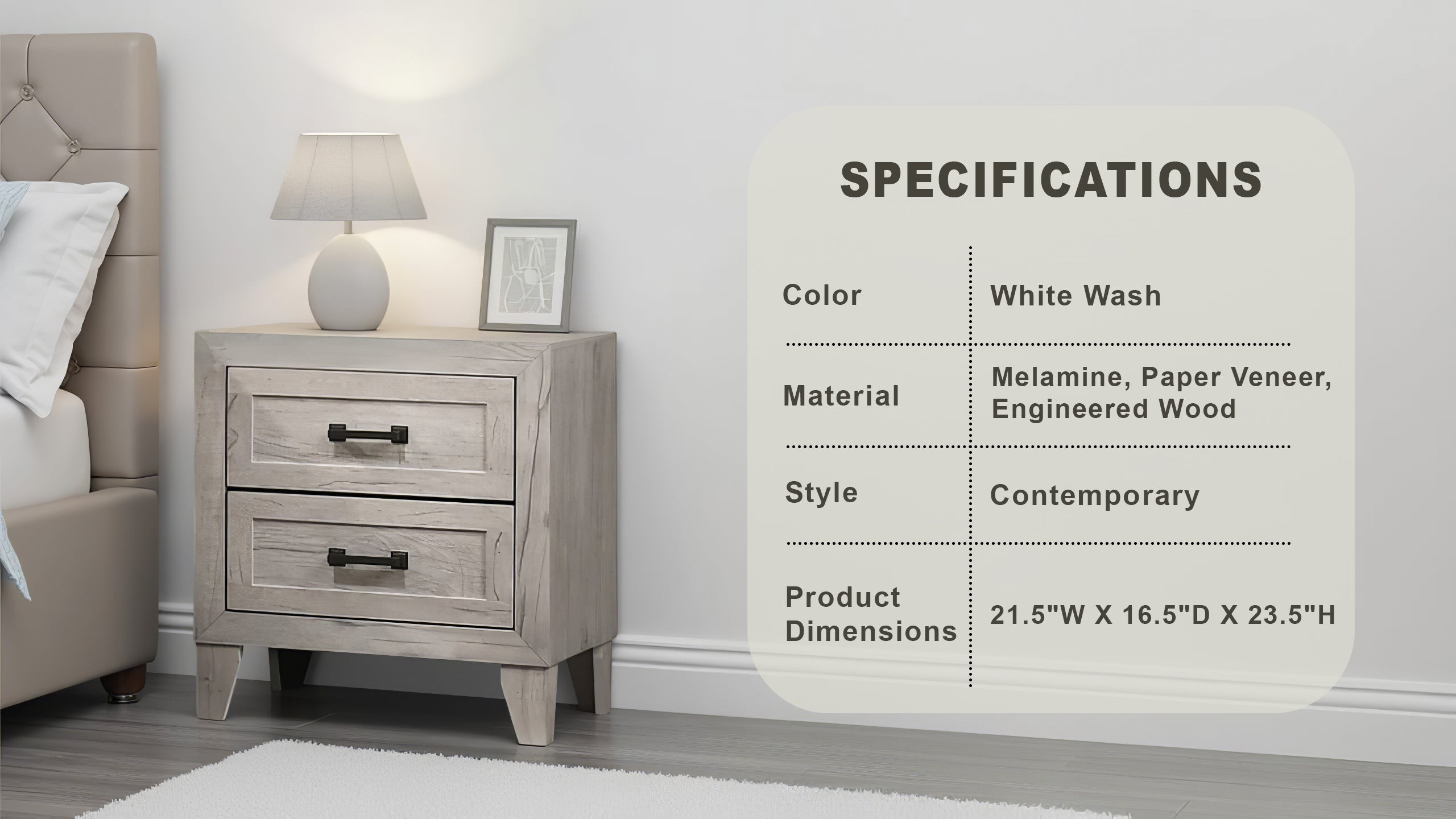 Oskarvik Contemporary Nightstand