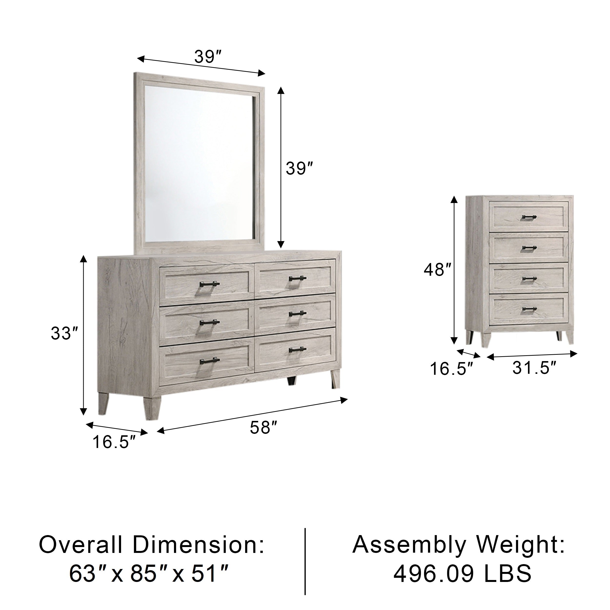 Oskarvik Contemporary Bedroom Set, 5 Pieces