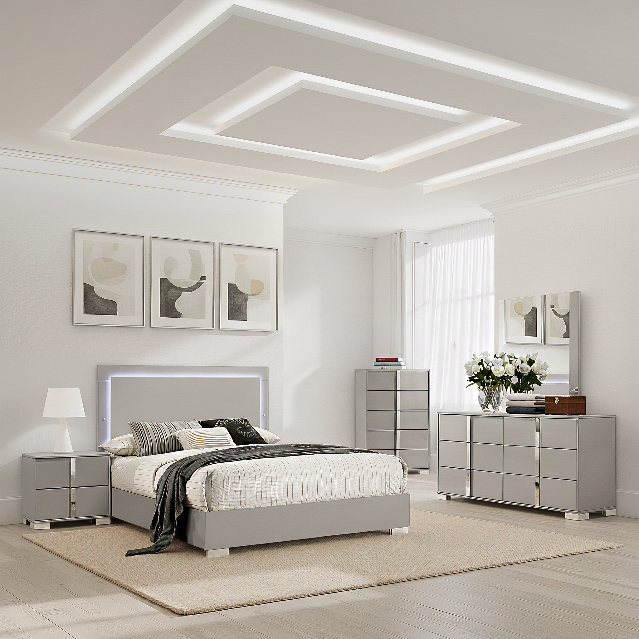 Eclissia Contemporary Bedroom Set, 5 Pieces