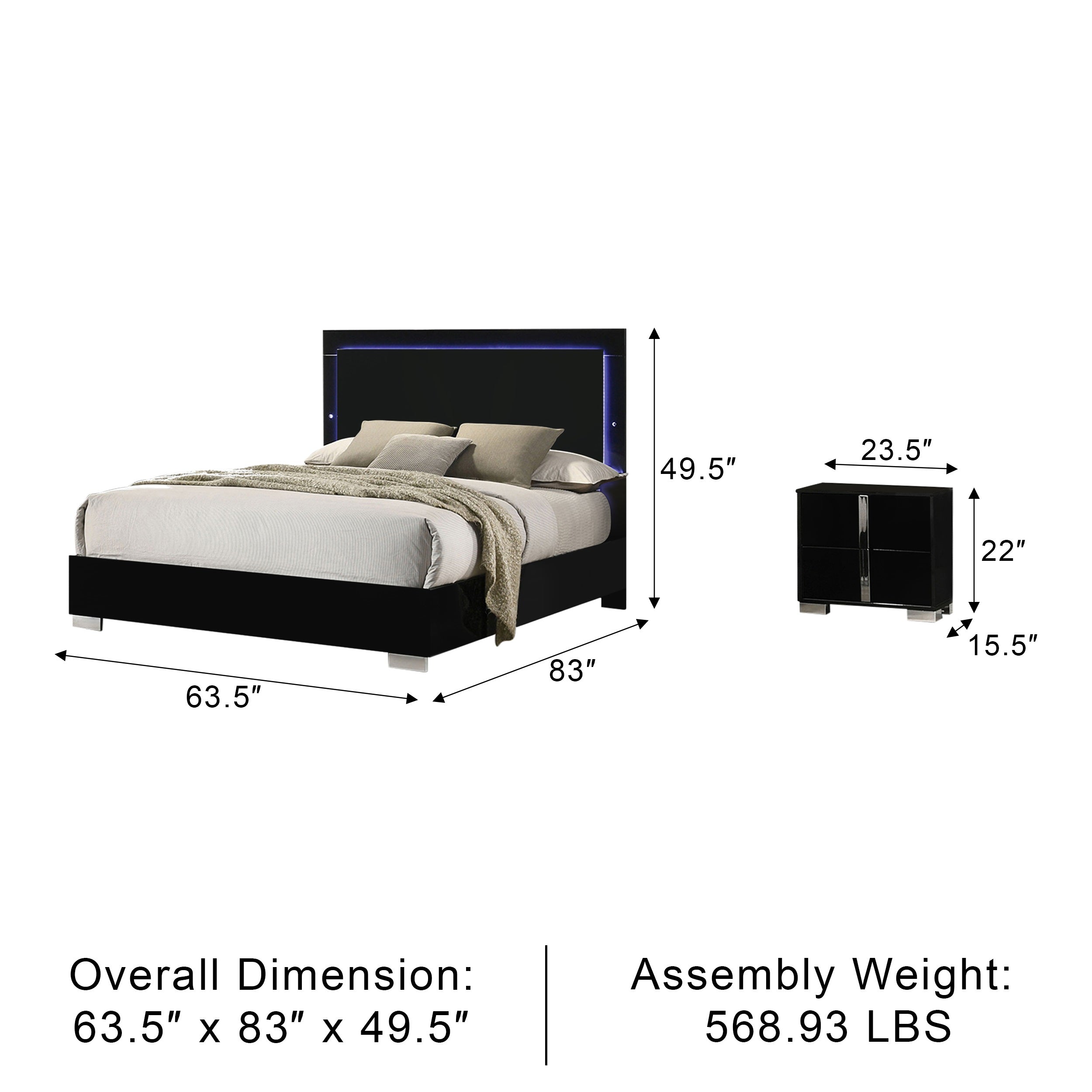 Eclissia Contemporary Bedroom Set, 5 Pieces