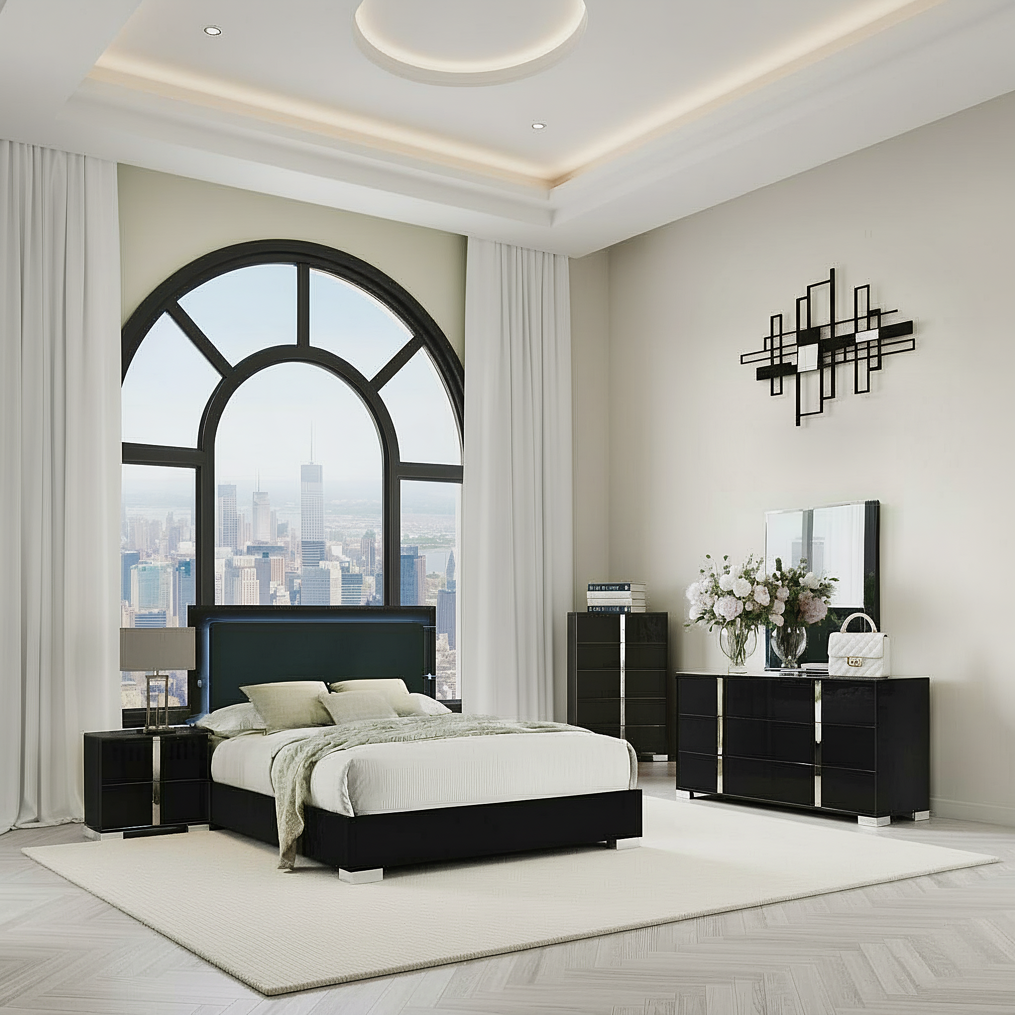 Eclissia Contemporary Bedroom Set, 5 Pieces