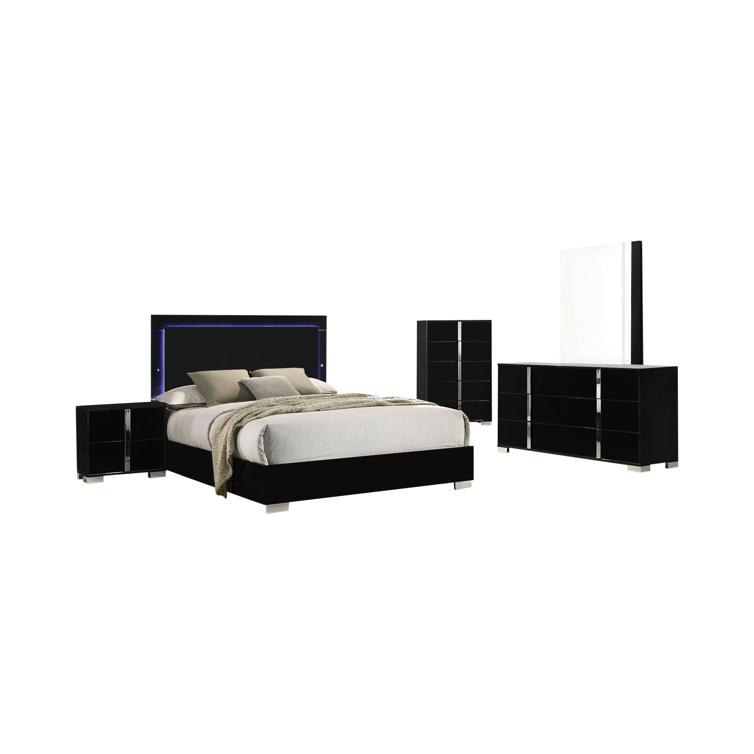 Eclissia Contemporary Bedroom Set, 5 Pieces