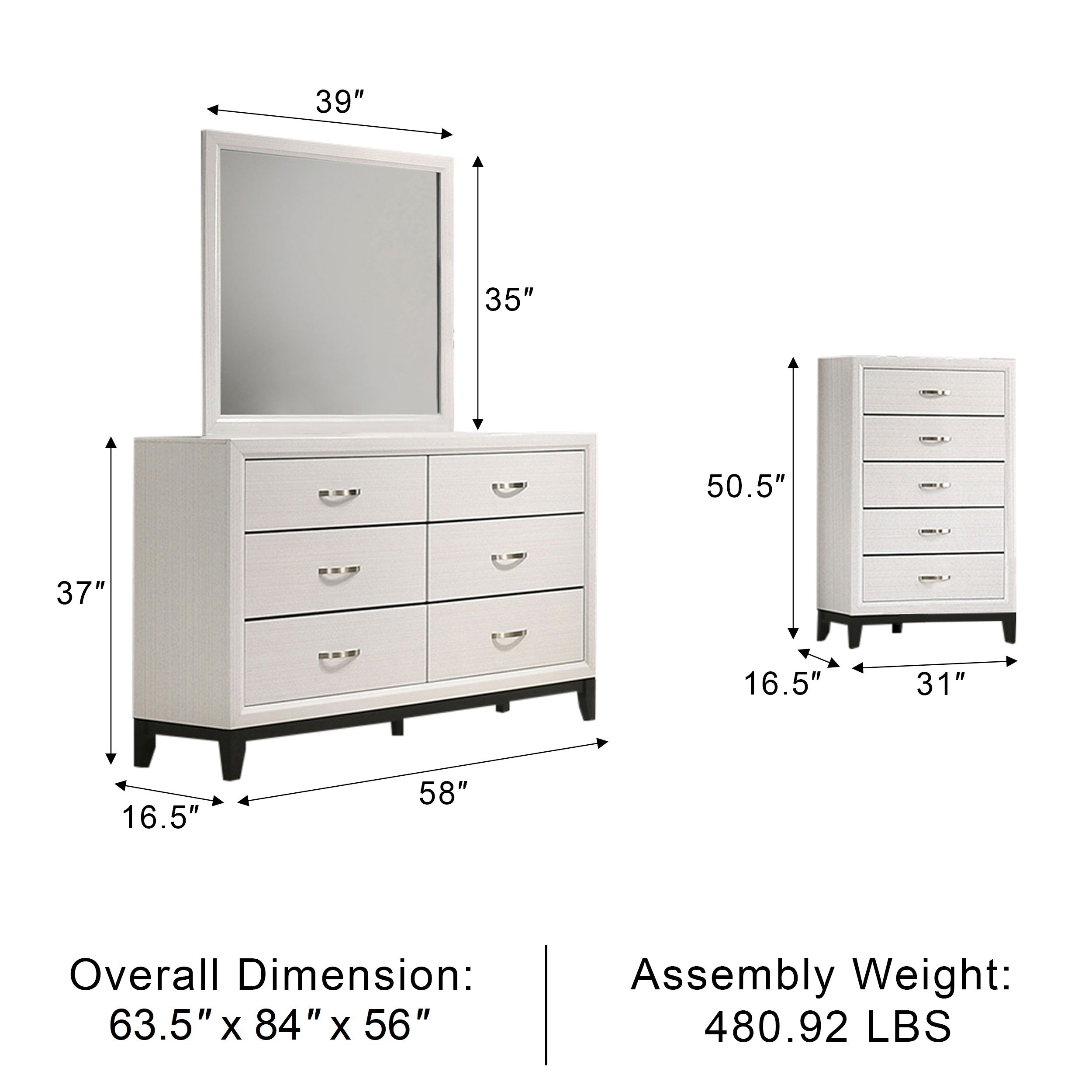 Mondaro Contemporary Bedroom Set, 5 Pieces