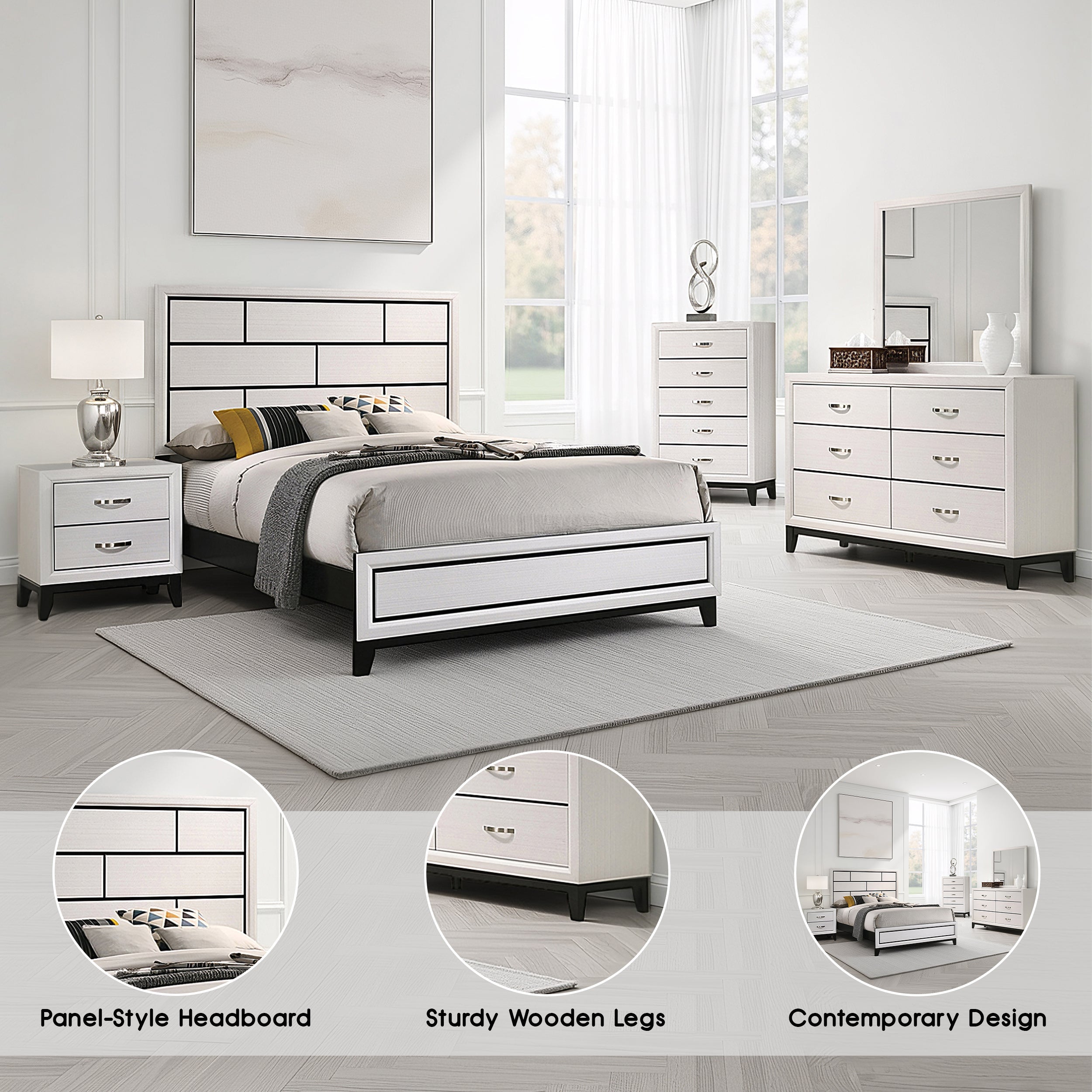 Mondaro Contemporary Bedroom Set, 5 Pieces