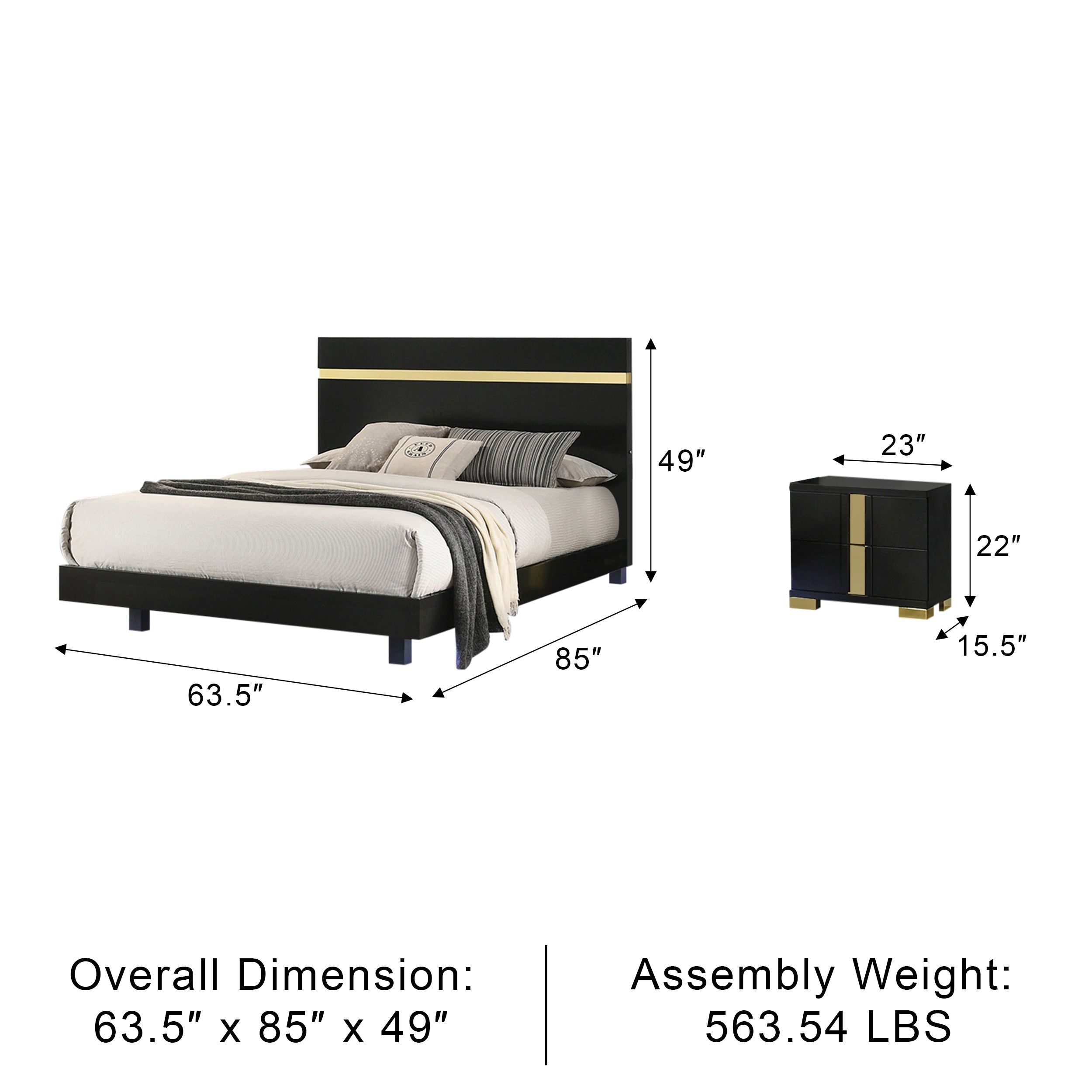 Vikholm Contemporary Bedroom Set, 5 Pieces