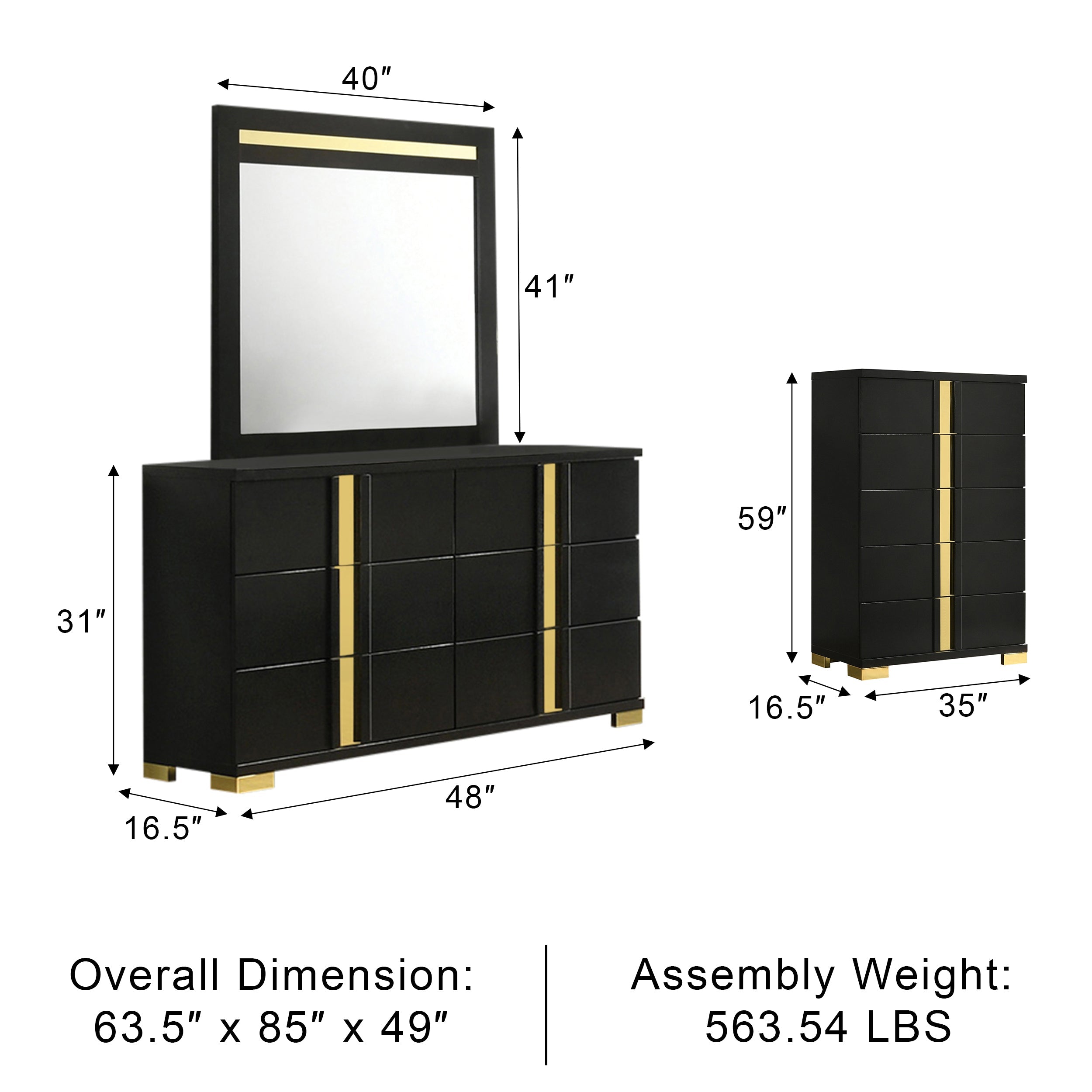 Vikholm Contemporary Bedroom Set, 5 Pieces