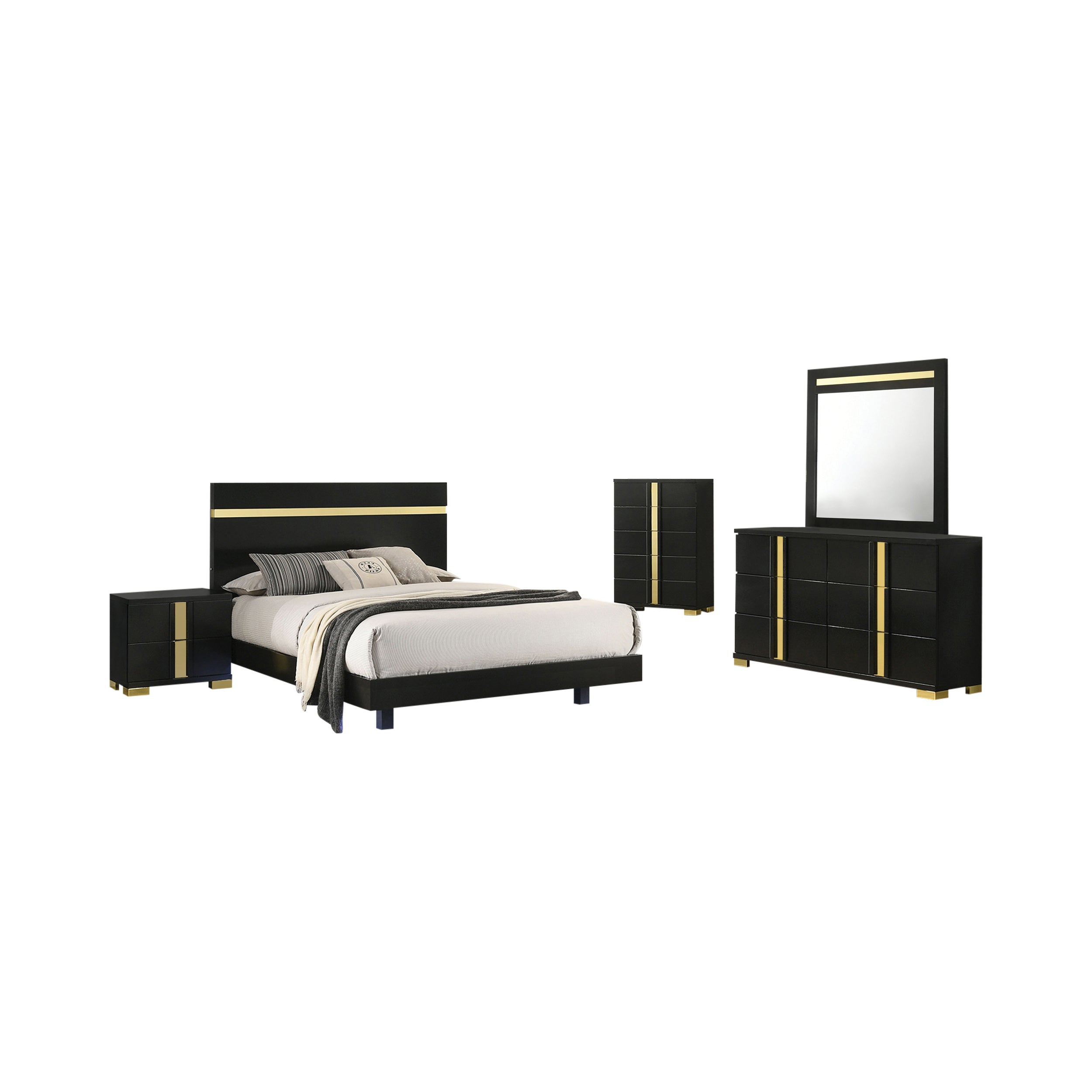 Vikholm Contemporary Bedroom Set, 5 Pieces