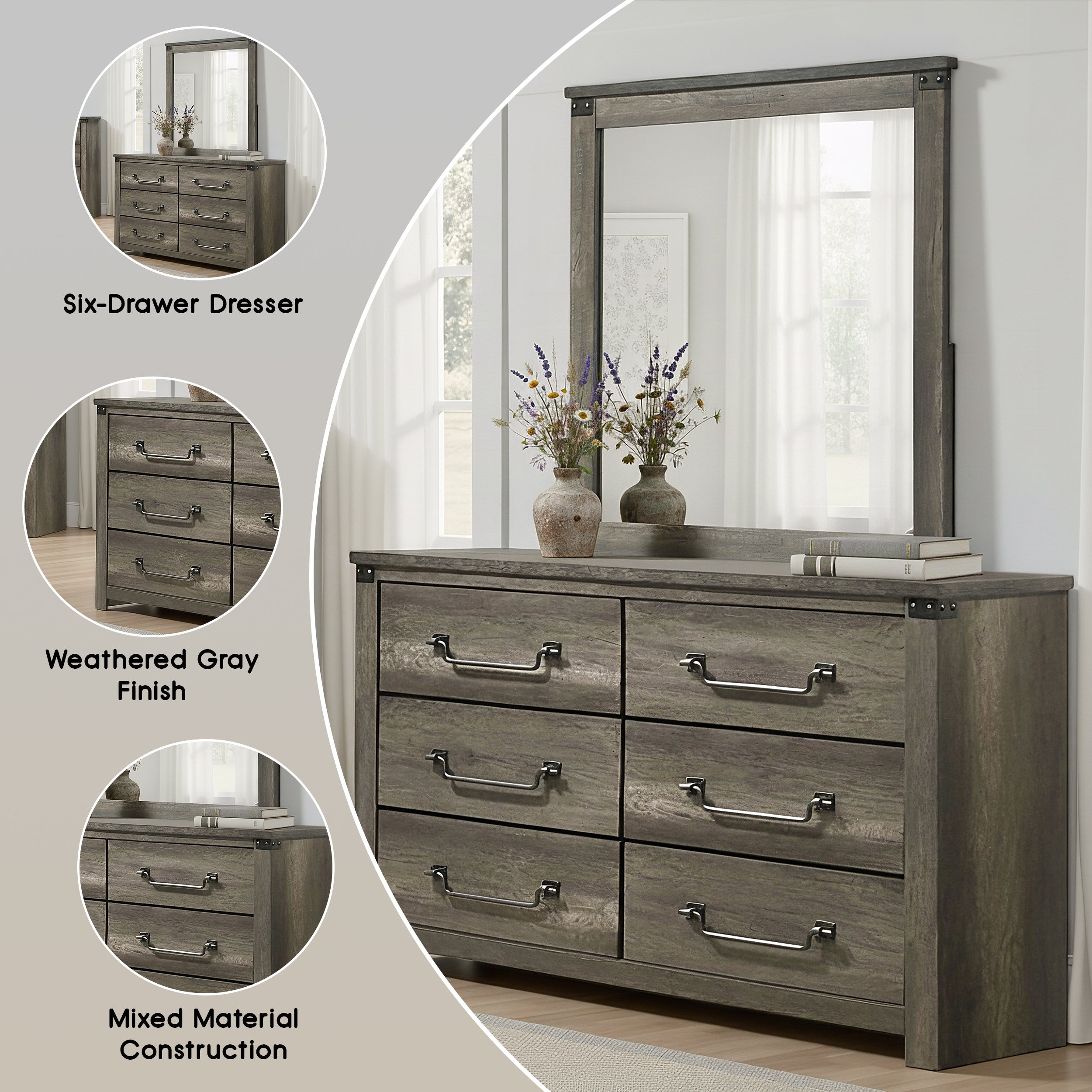 Arlingtona Rustic Farmhouse Dresser