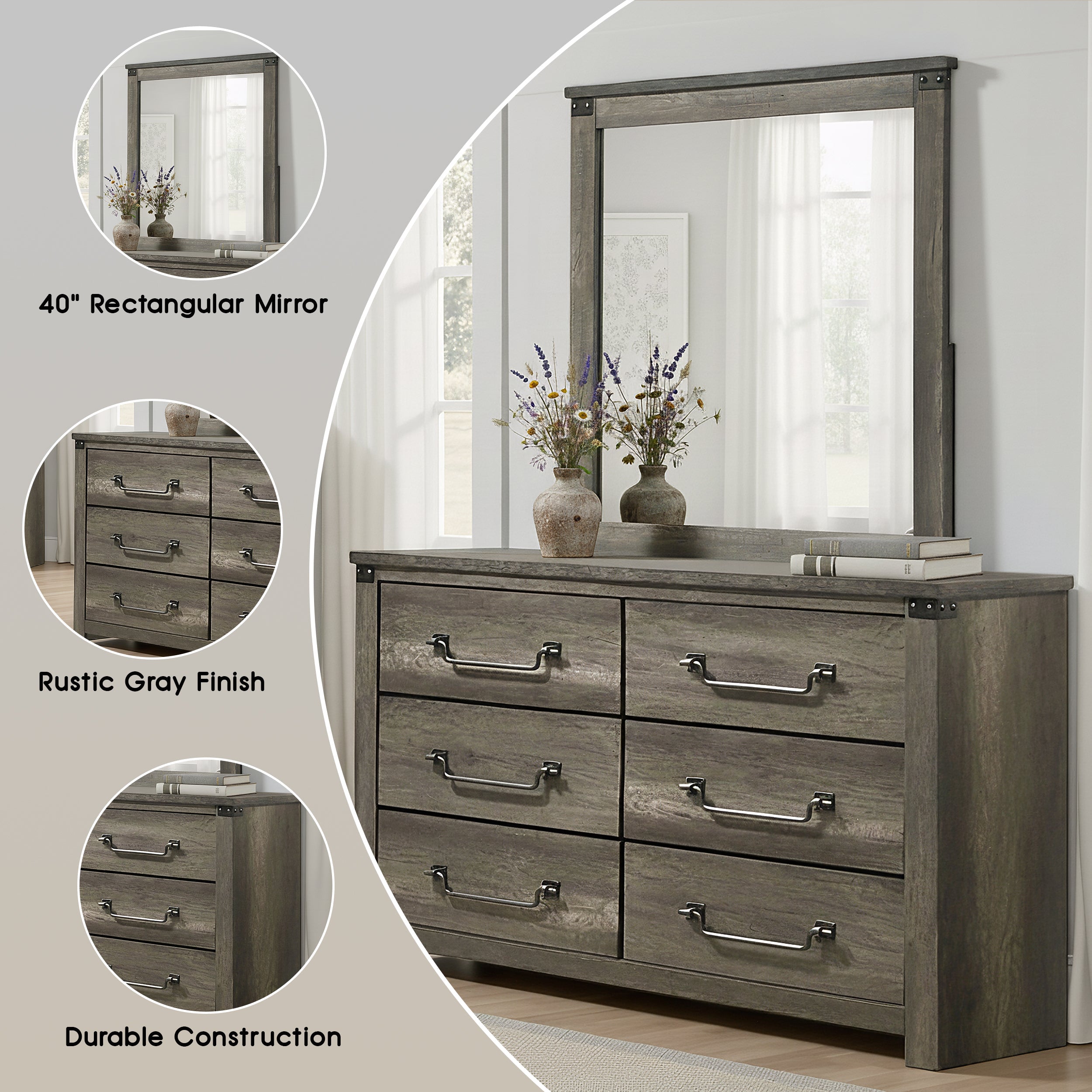 Arlingtona Rustic Farmhouse Mirror