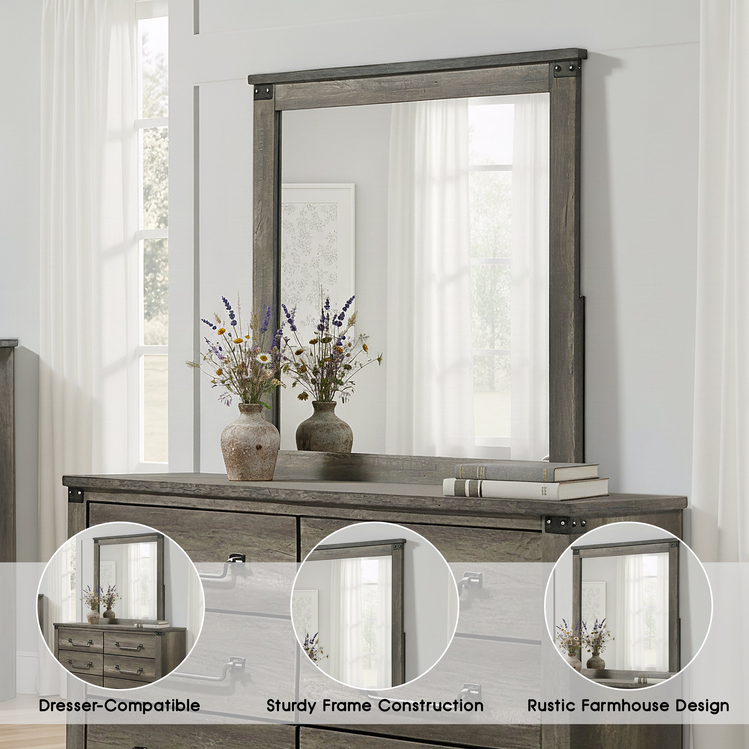 Arlingtona Rustic Farmhouse Mirror