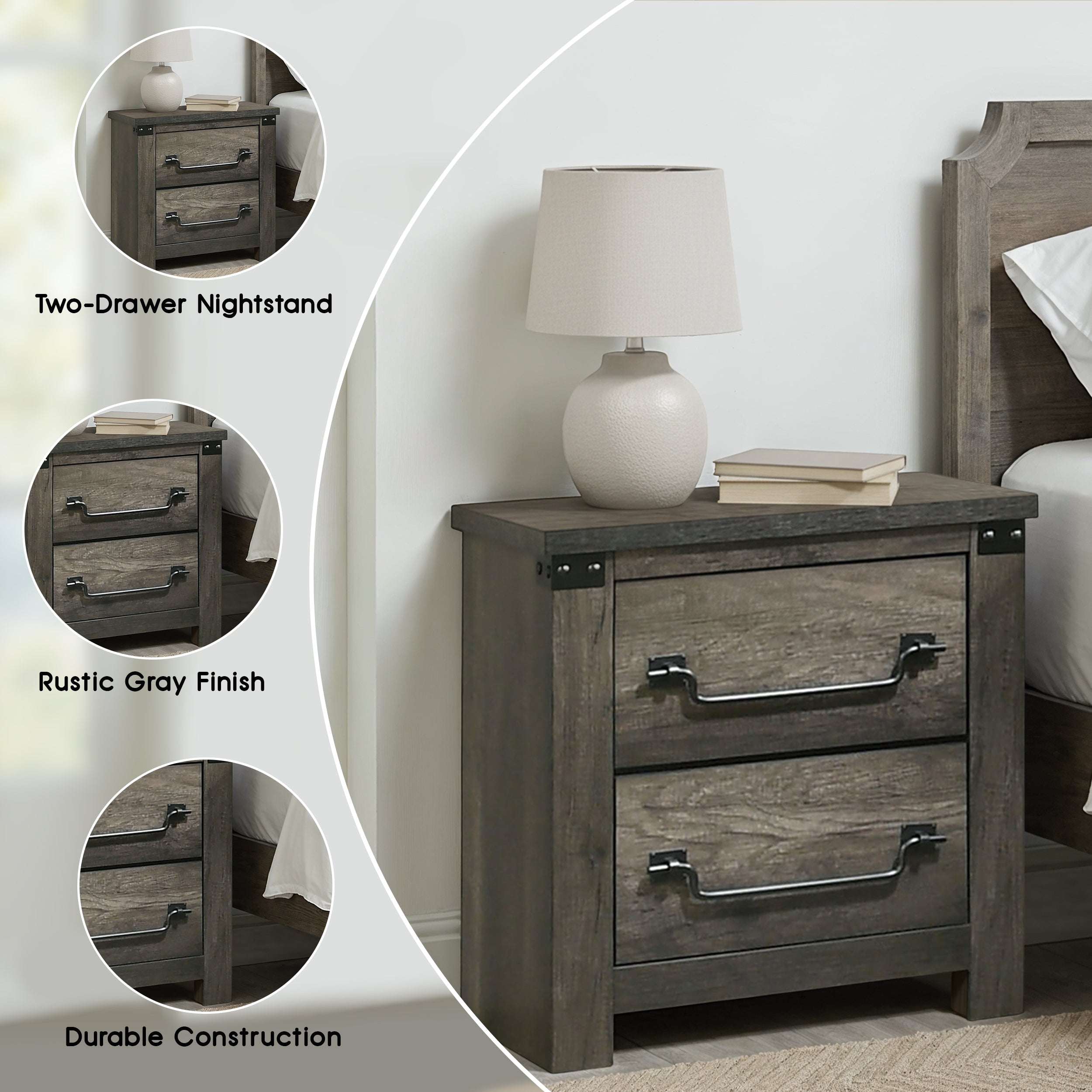 Arlingtona Rustic Farmhouse Nightstand