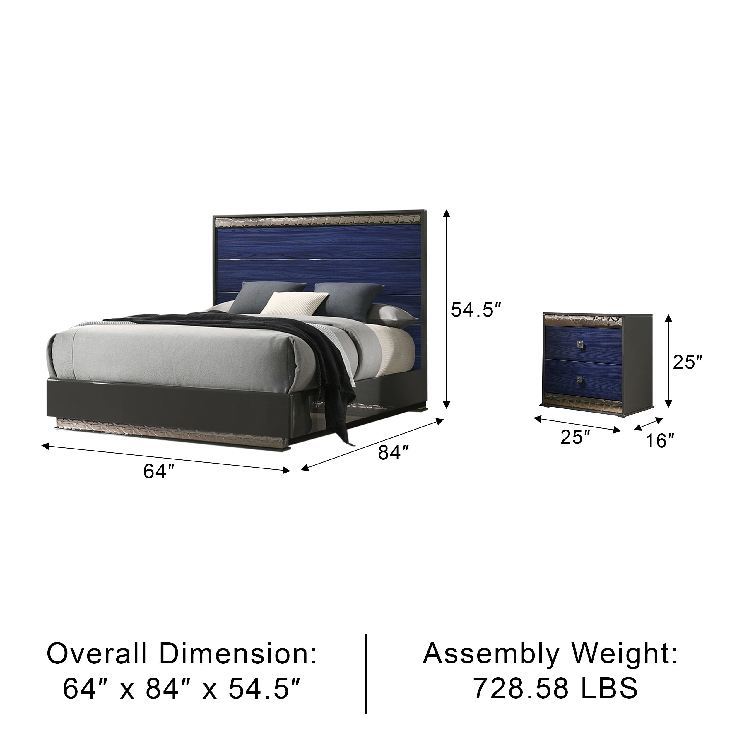 Sorrenta Glam Bedroom Set, 5 Pieces