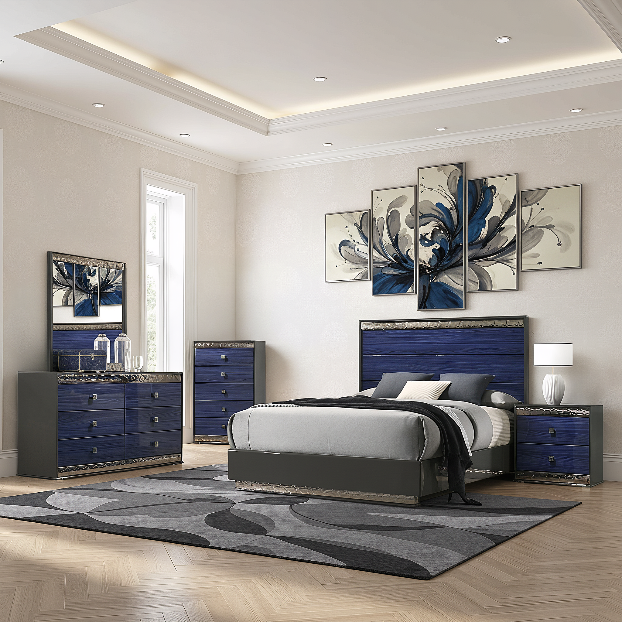 Sorrenta Glam Bedroom Set, 5 Pieces