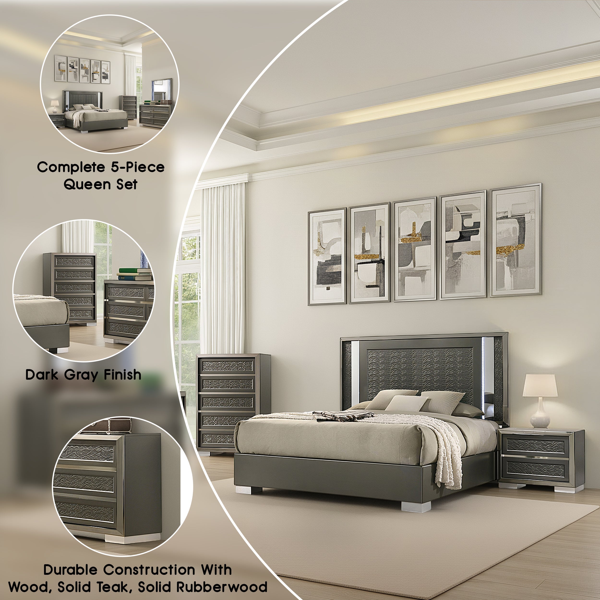 Fernhill Contemporary Bedroom Set, 5 Pieces