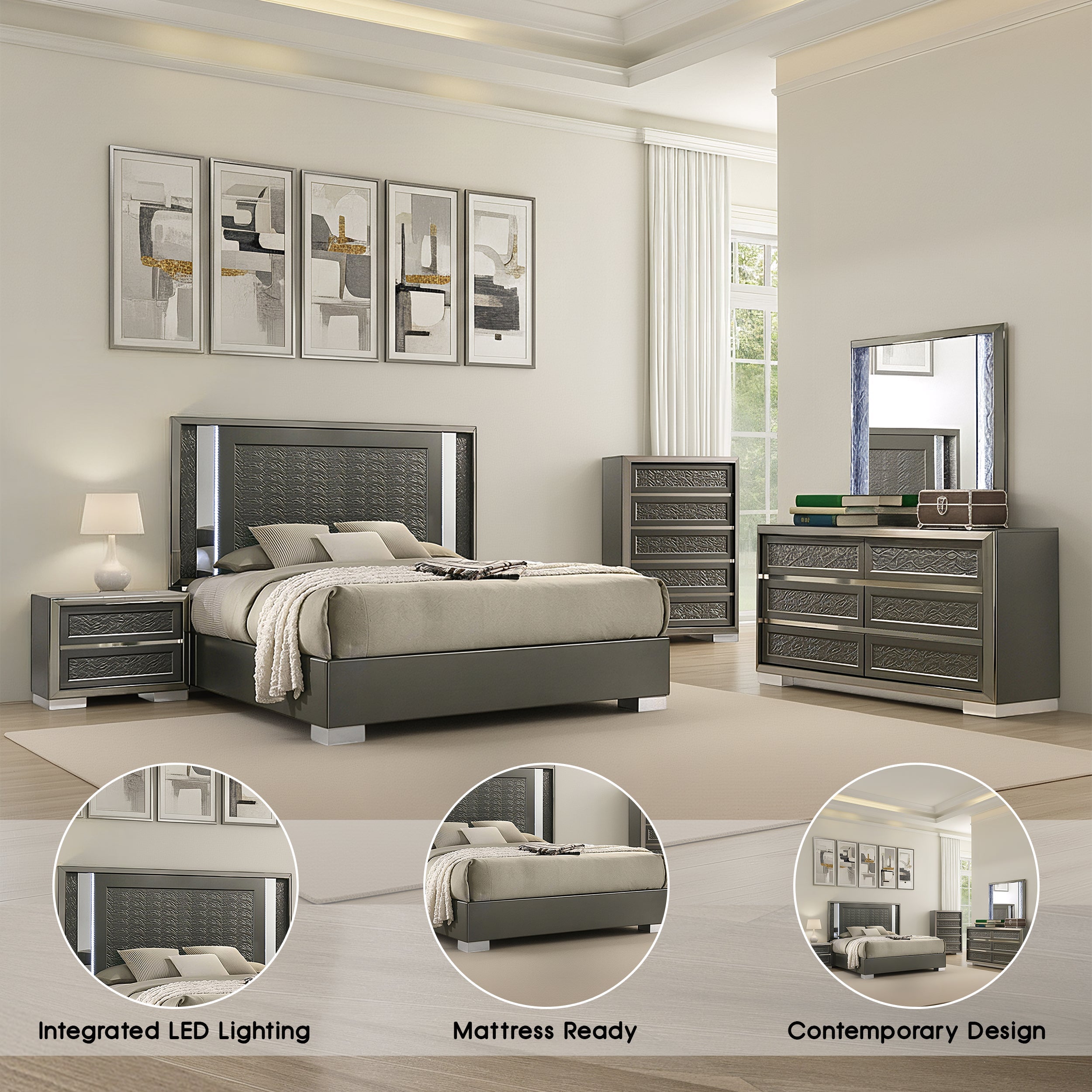 Fernhill Contemporary Bedroom Set, 5 Pieces