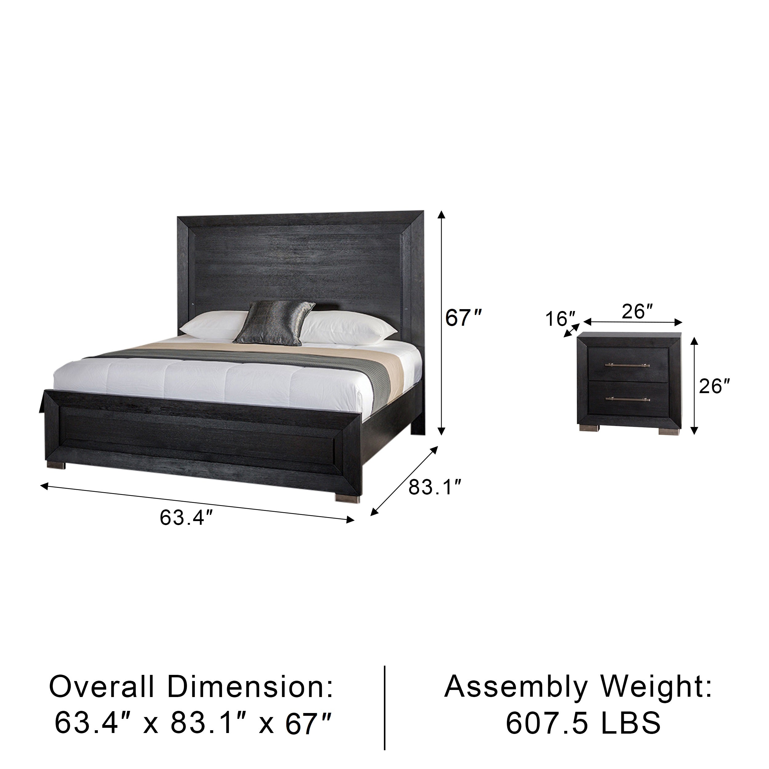 Bramley Contemporary Bedroom Set, 5 Pieces