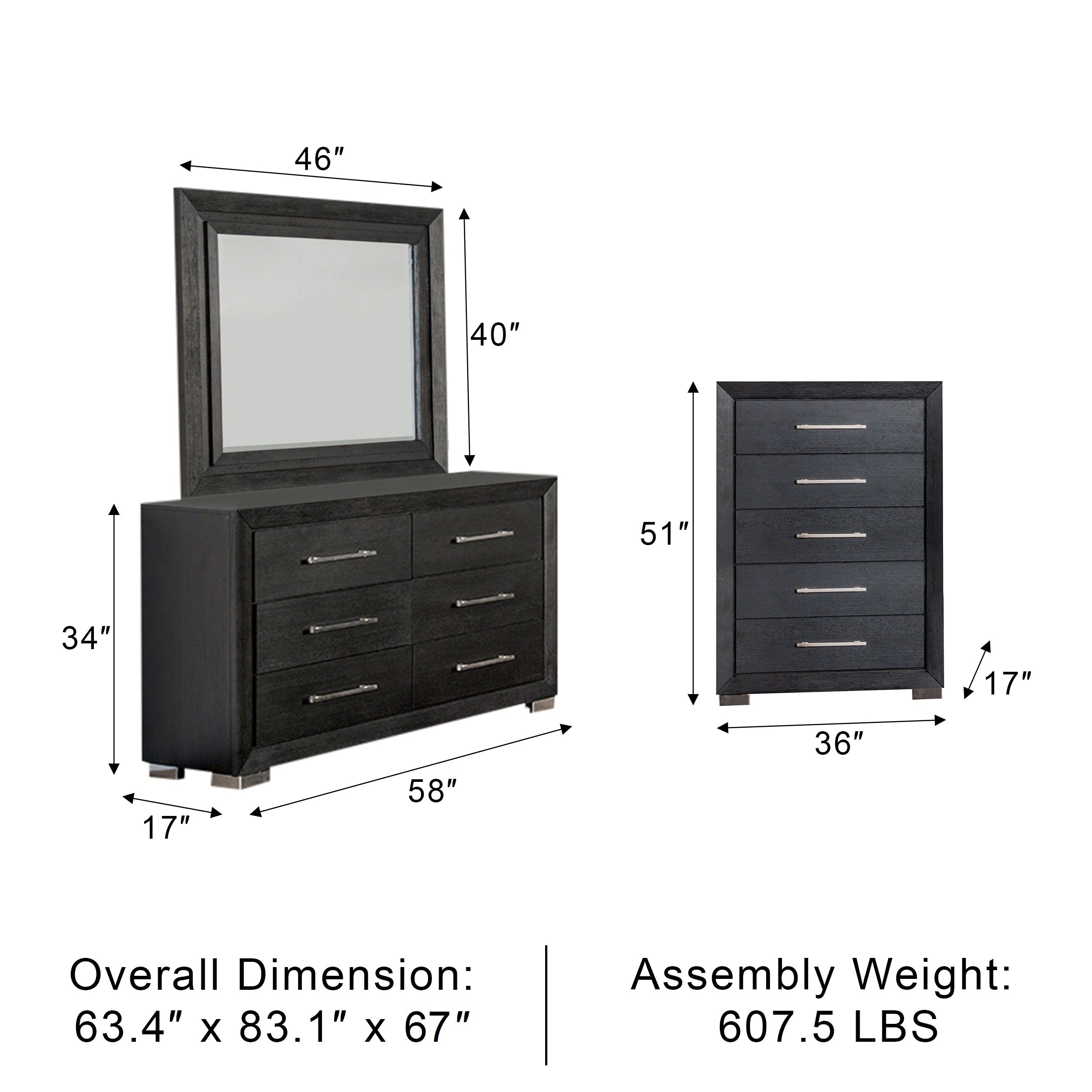Bramley Contemporary Bedroom Set, 5 Pieces