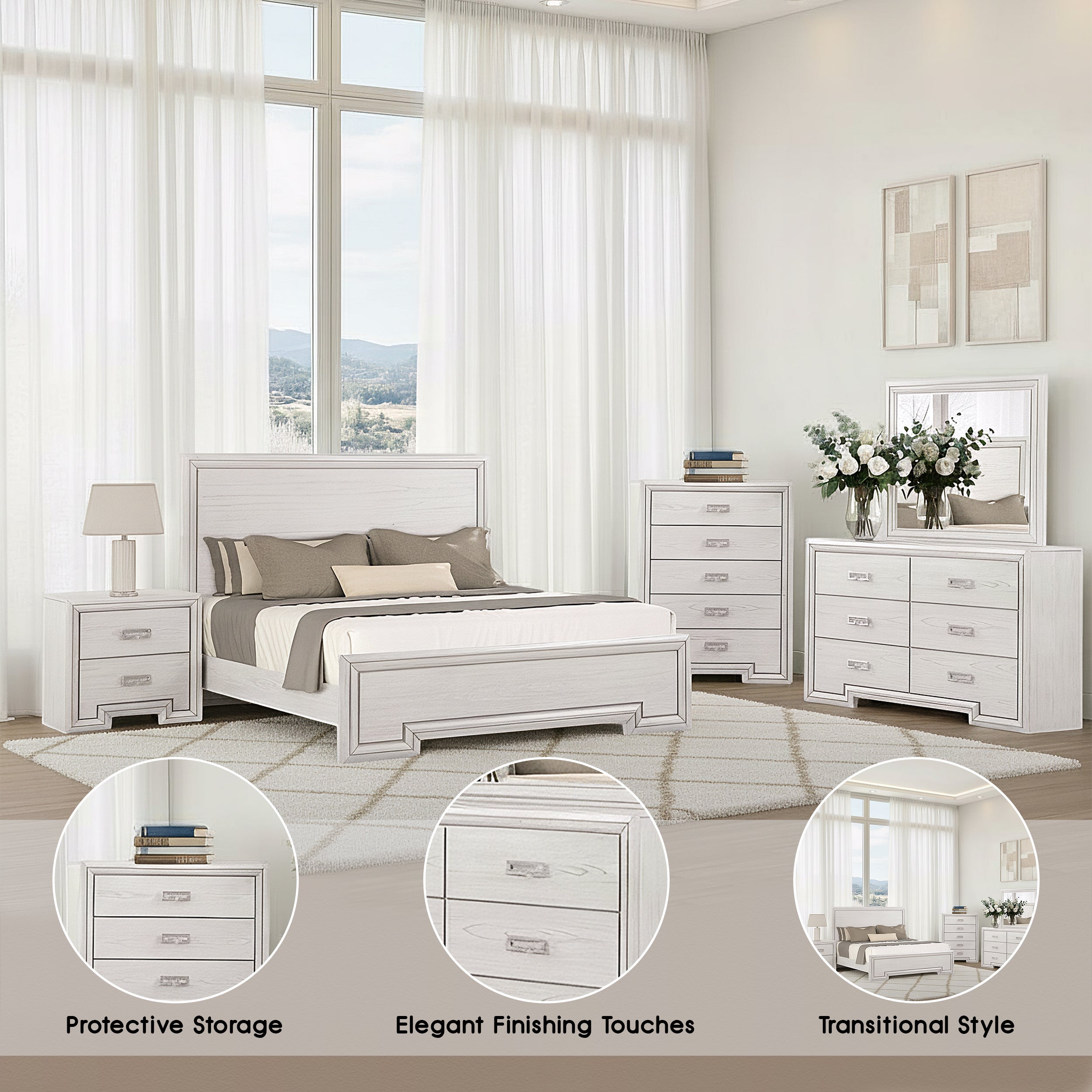 Dalbrone Transitional Bedroom Set, 5 Pieces
