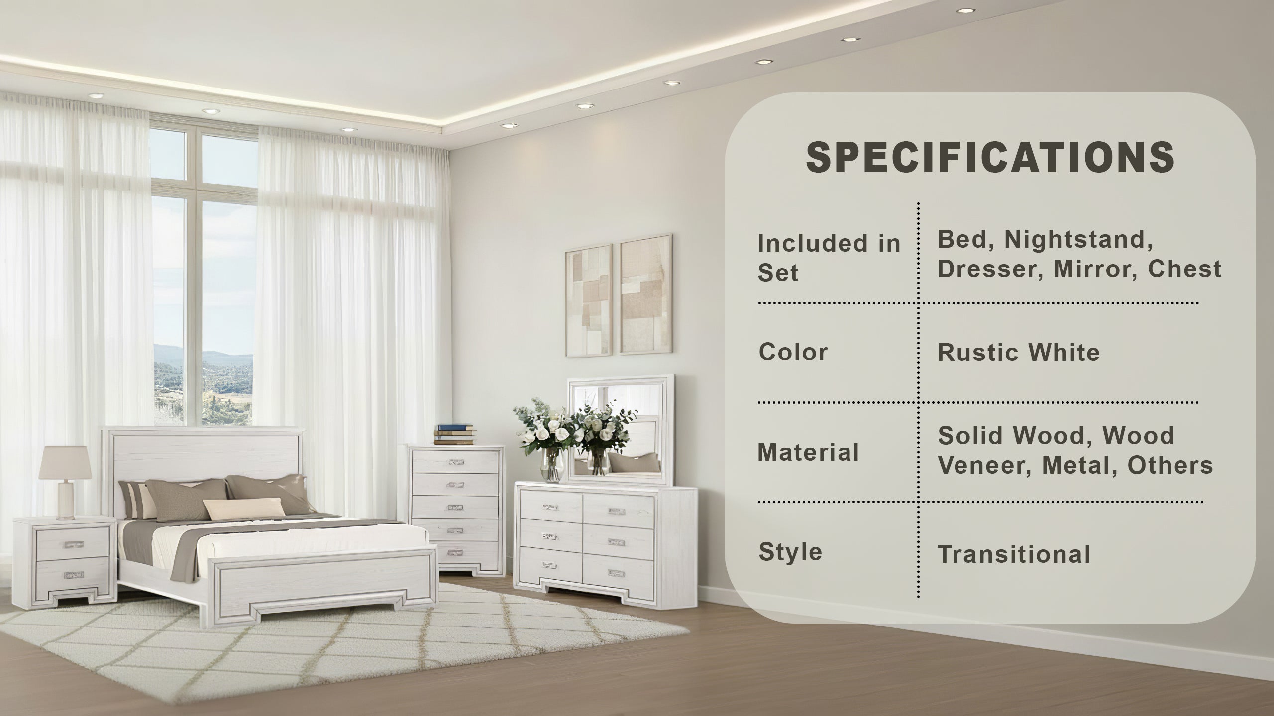 Dalbrone Transitional Bedroom Set, 5 Pieces