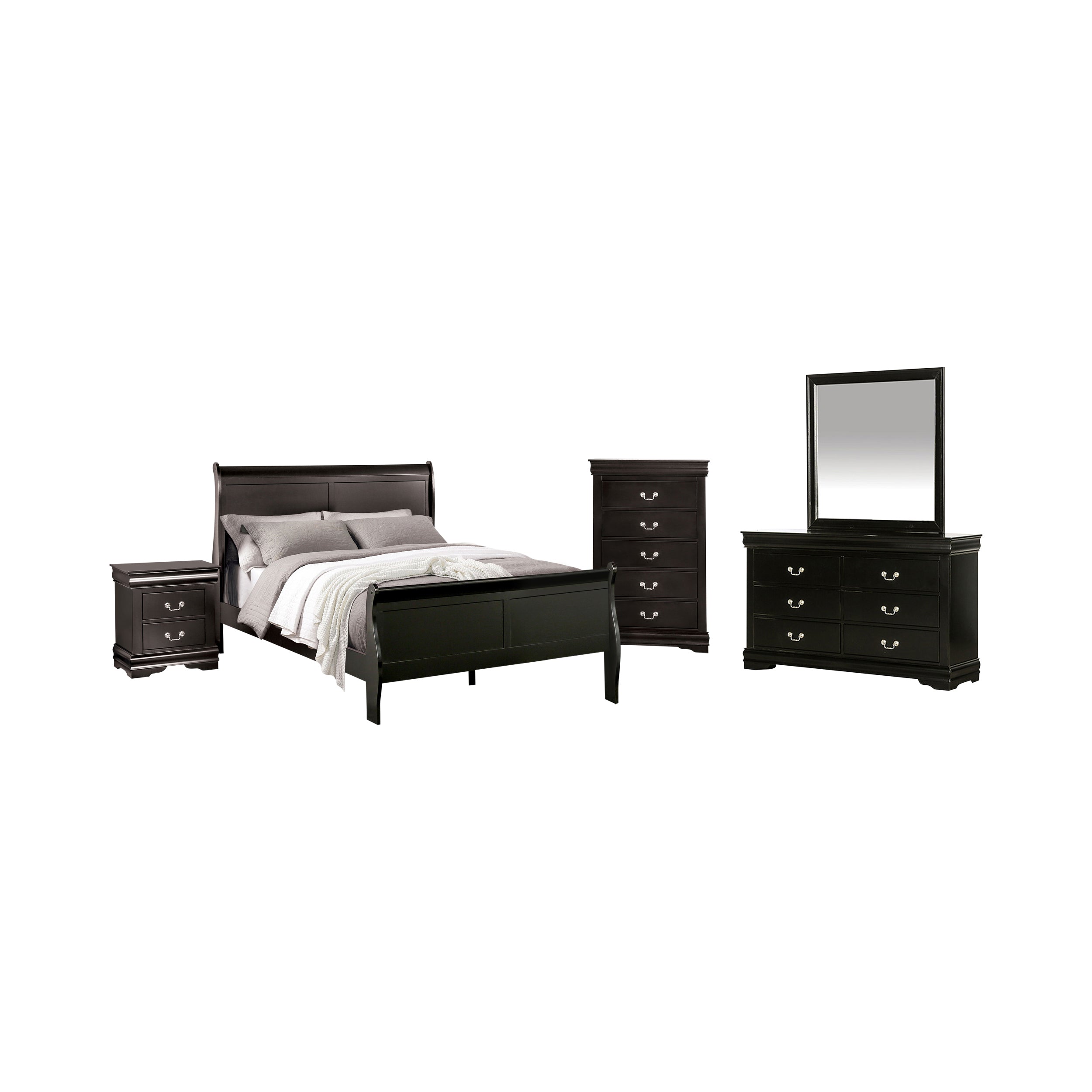Duc De Savoie Transitional Bedroom Set, 5 Pieces