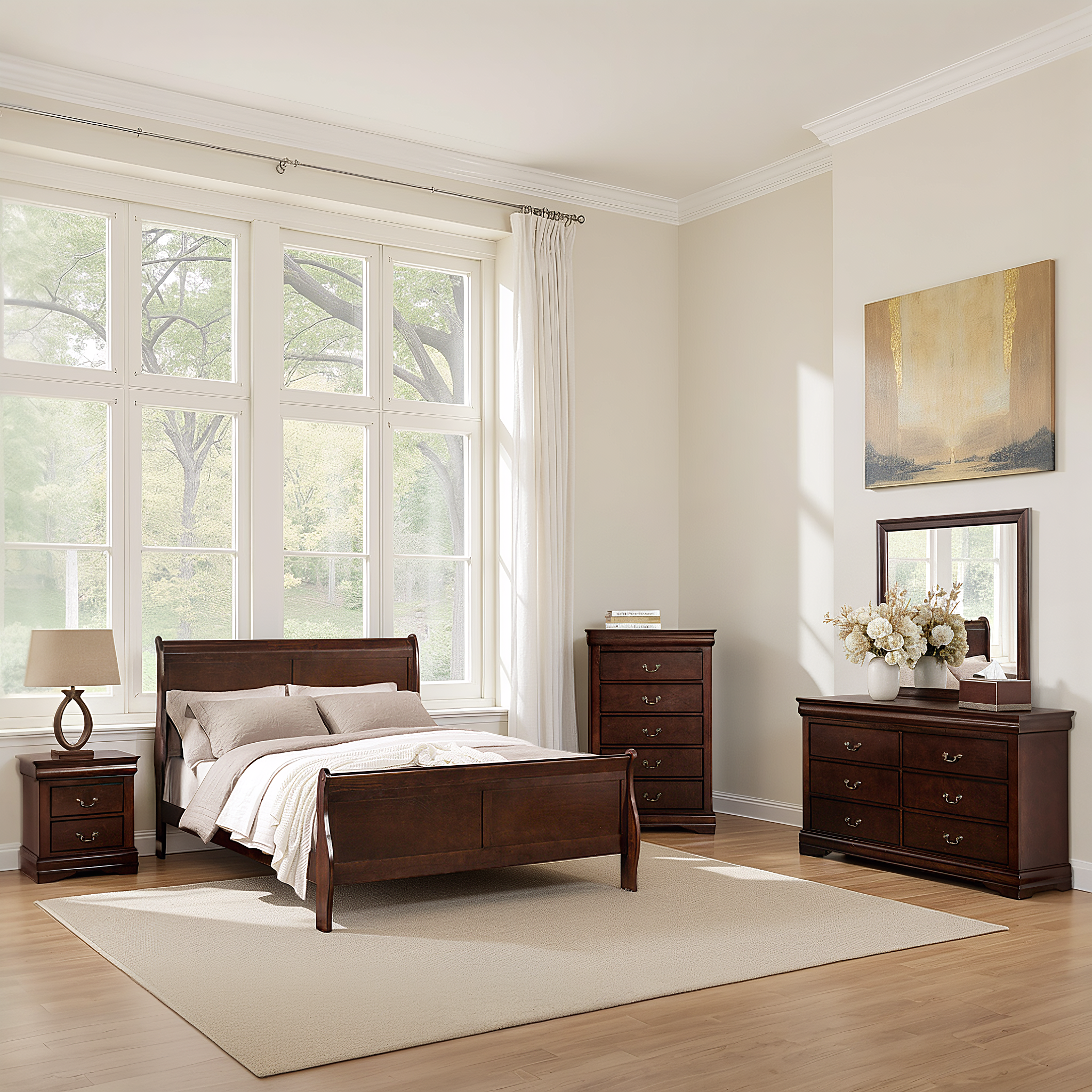 Duc De Savoie Transitional Bedroom Set, 5 Pieces