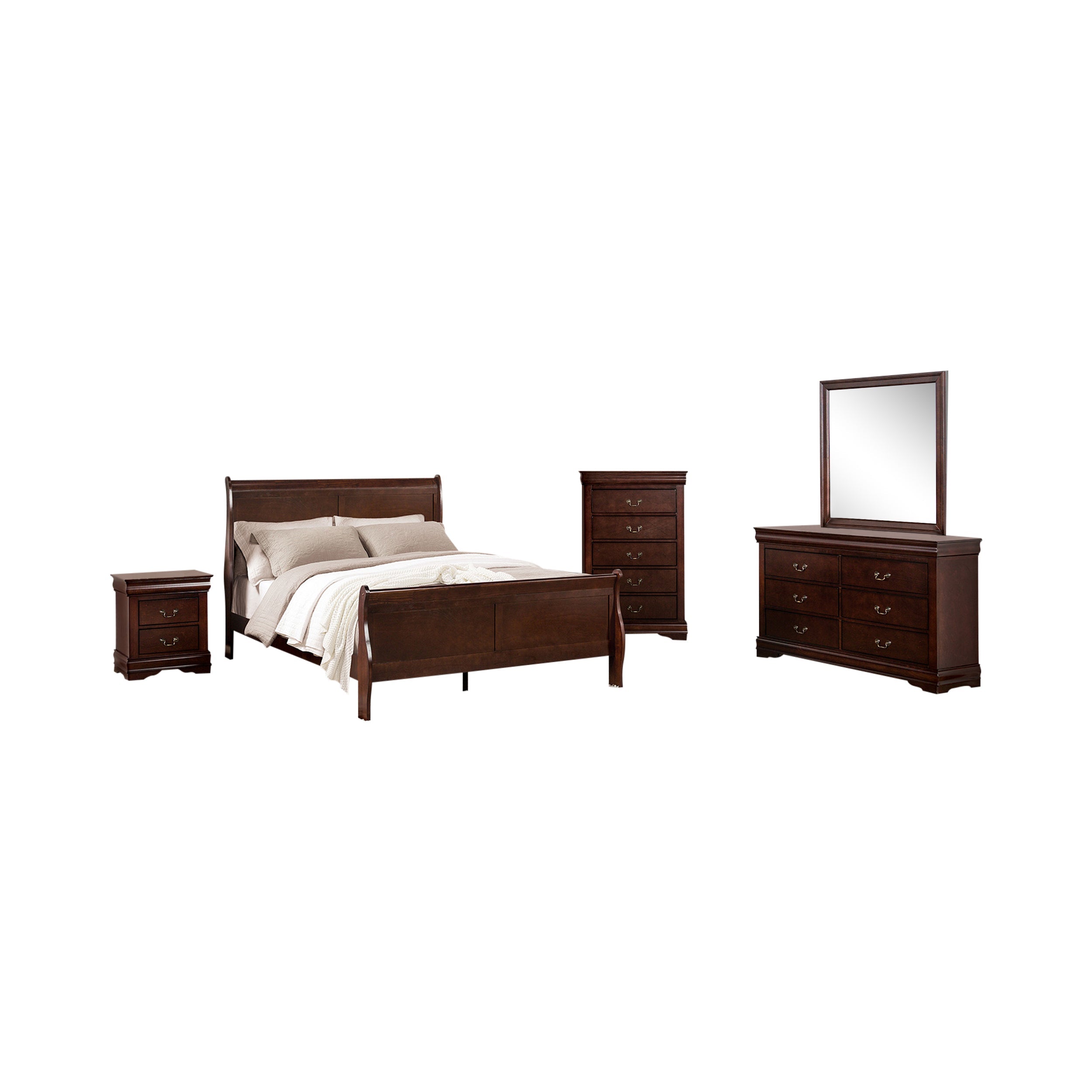 Duc De Savoie Transitional Bedroom Set, 5 Pieces