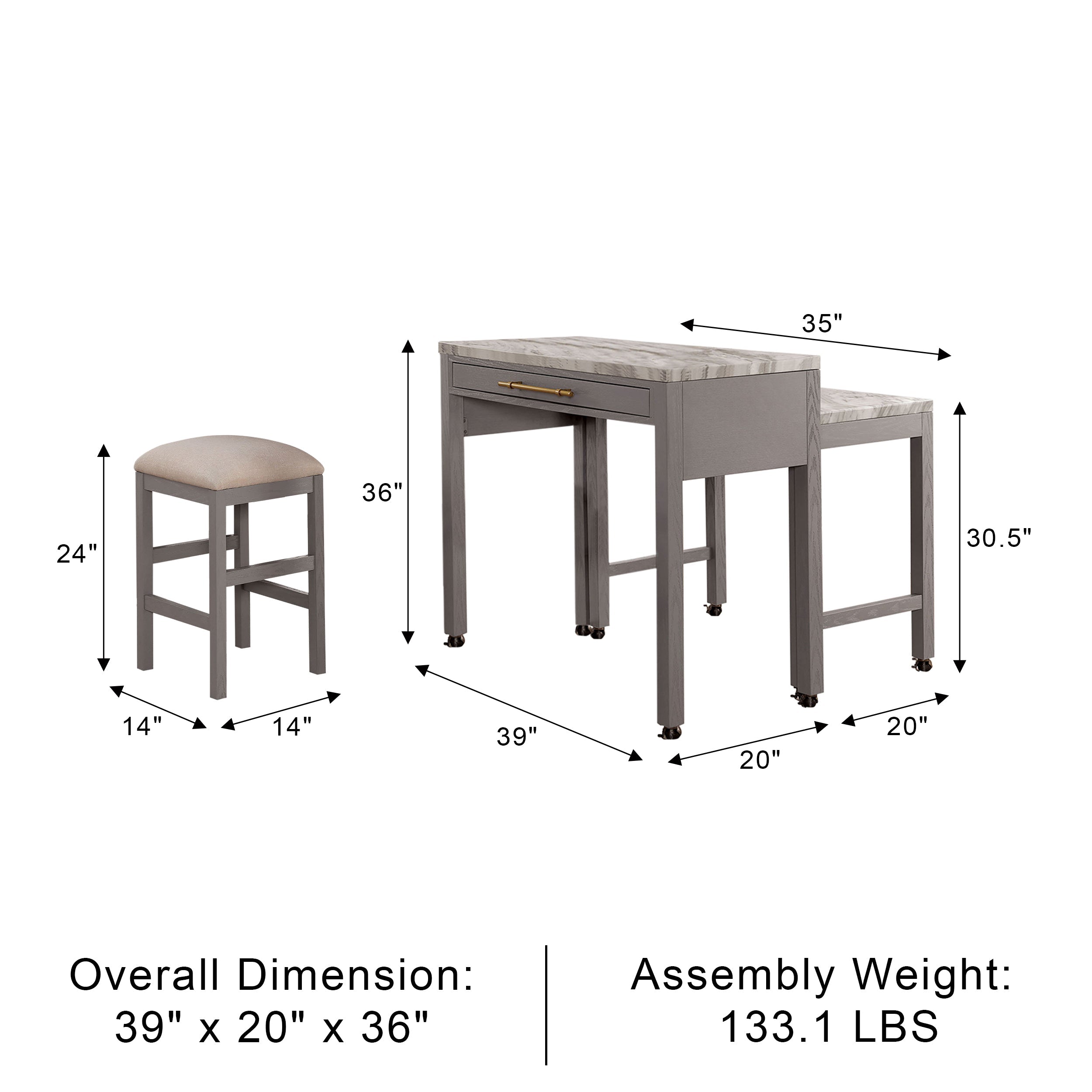 Wellington Rustic Dining Set, 5 Pieces