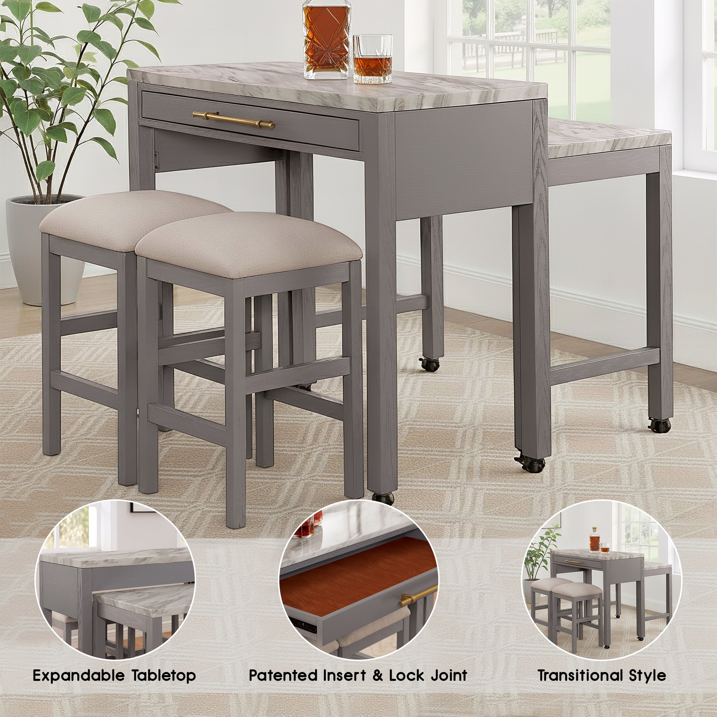 Wellington Rustic Dining Set, 5 Pieces