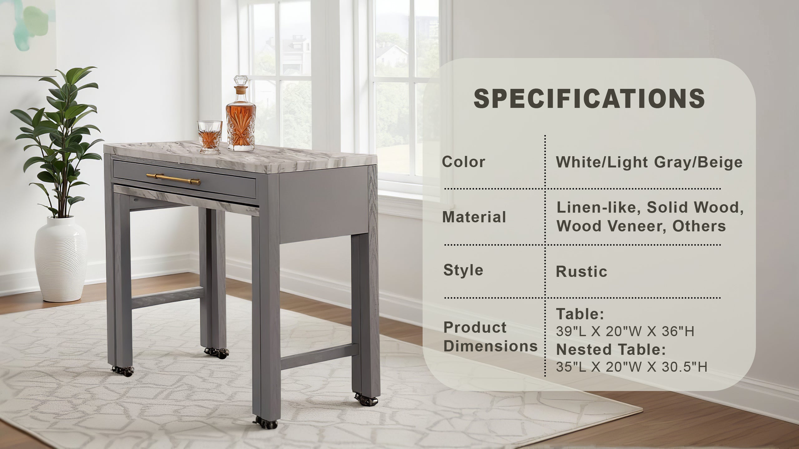 Wellington Rustic Counter-Height Table