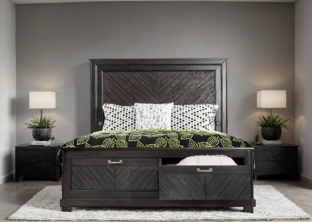 Argyros Rustic V-Pattern Platform Storage Bed