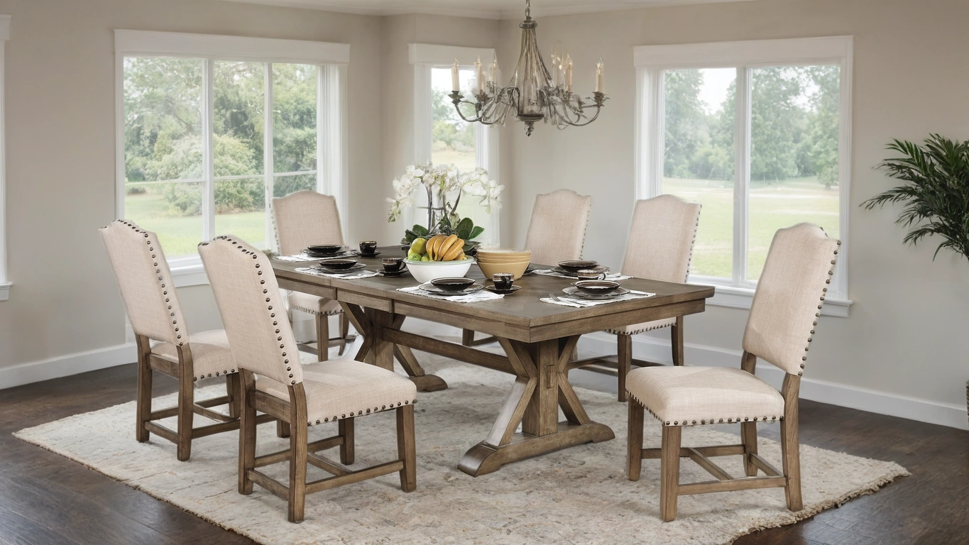 Julia Rustic Farmhouse 9-Piece Dining Set