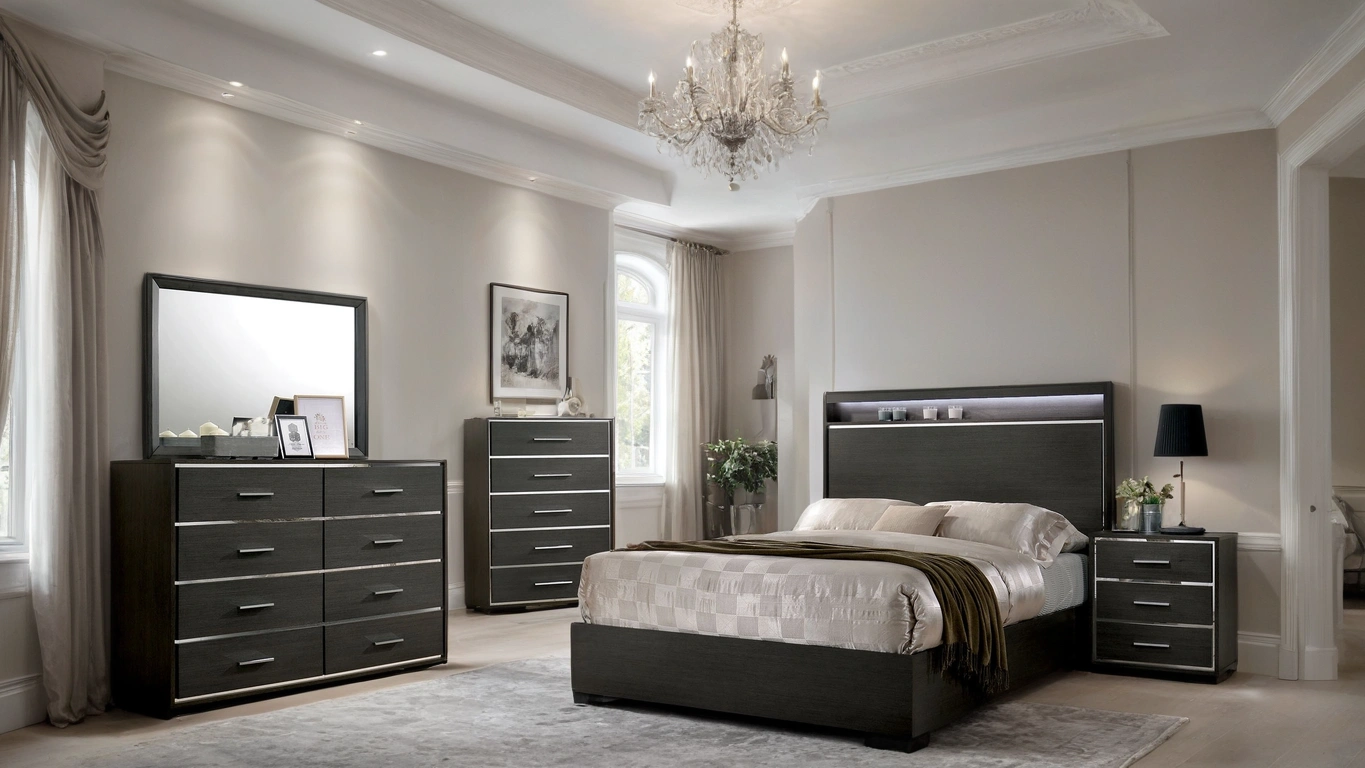 Camryn Modern 4-Piece Bedroom Set with LED Headboard