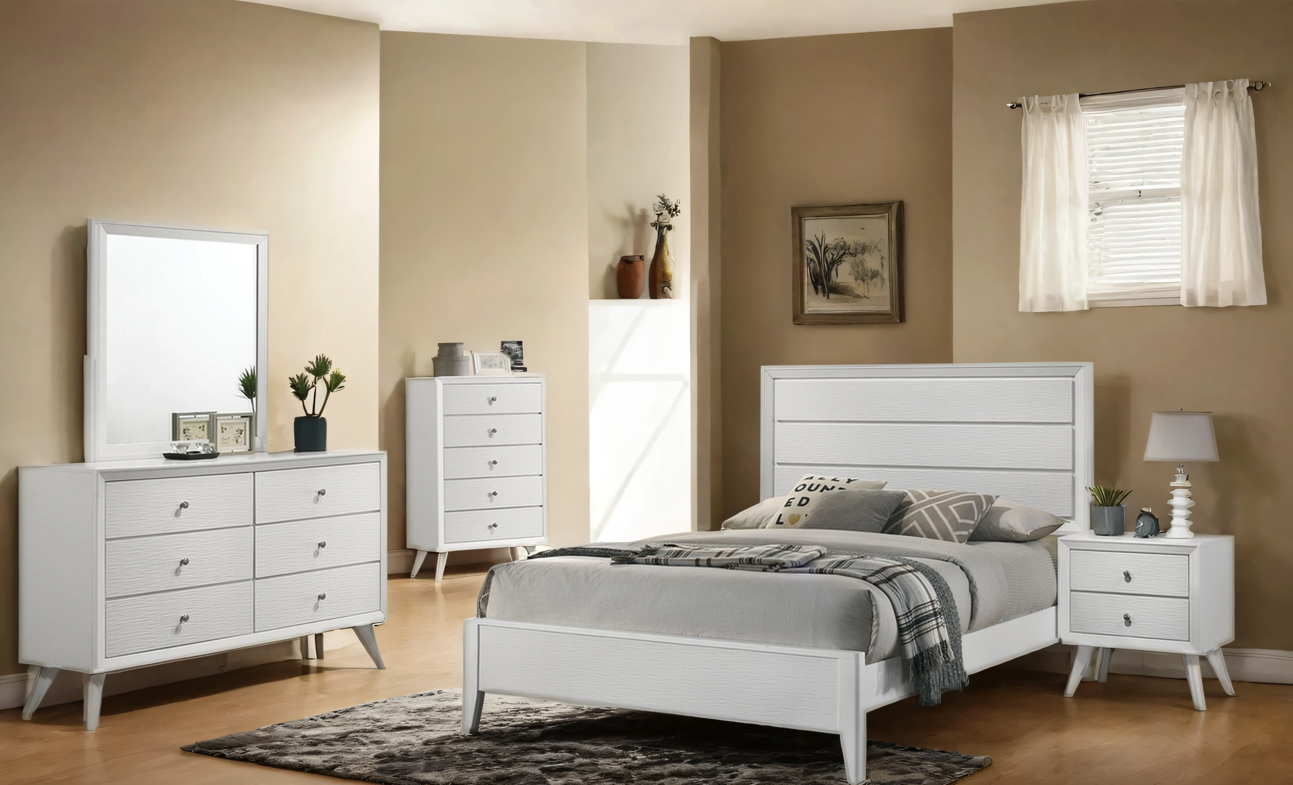 Dortmund Classic Modern Platform Bed or 6-Piece Bedroom Set