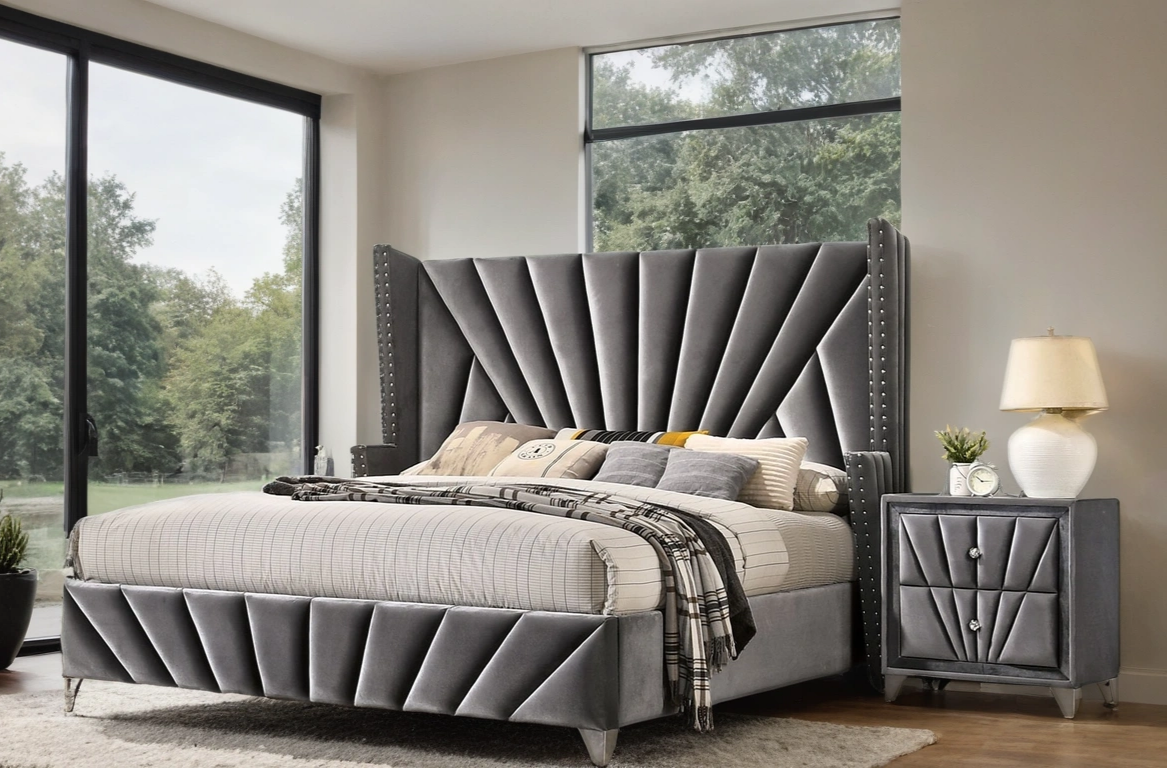 Vienzelle Hollywood-Inspired Vintage Wingback Upholstered Bed
