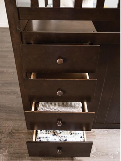 Ontario Space-Saving Twin Over Twin Bunk Bed with Built-In Storage Stairs – Espresso Finish