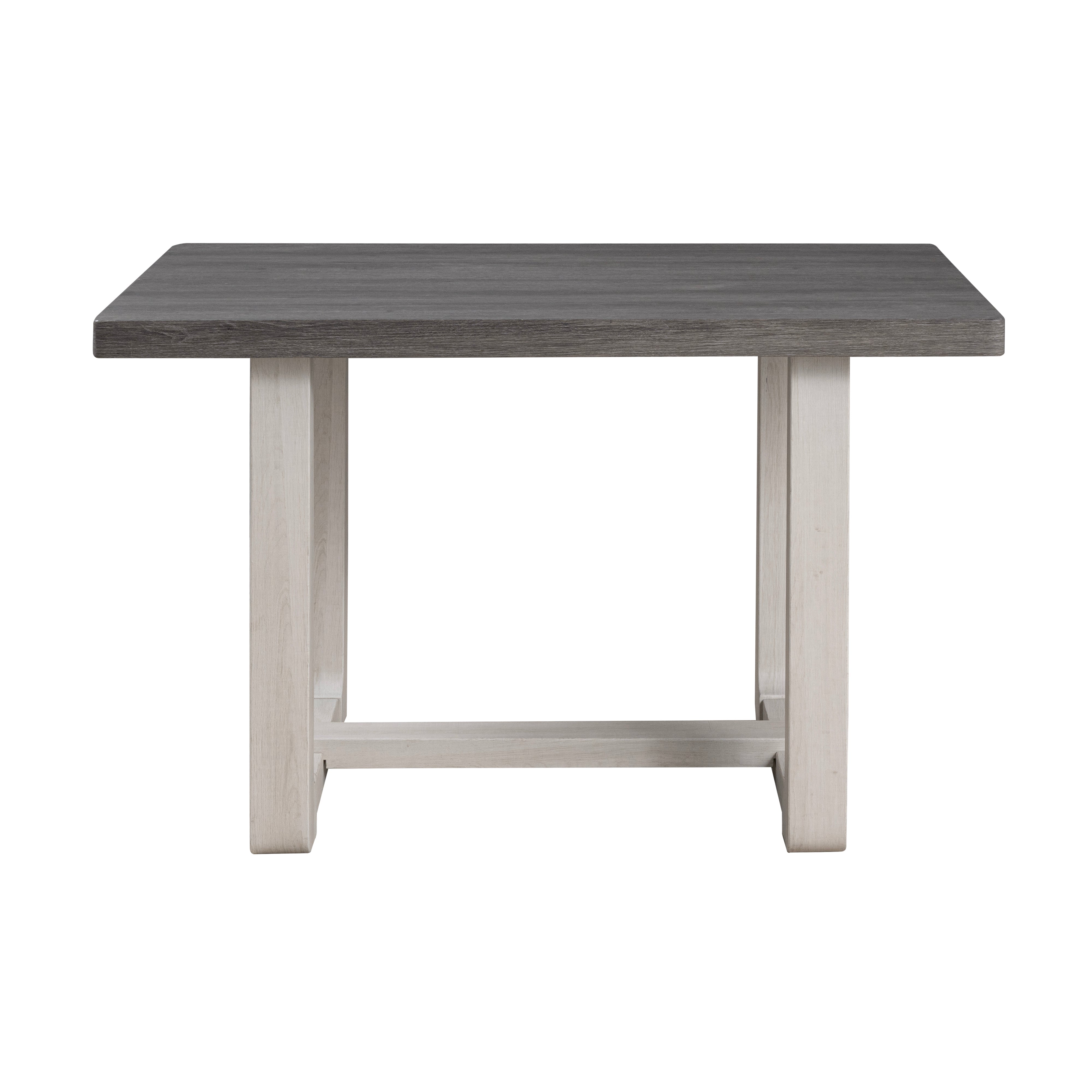 Transitional Dining Table with Trestle Base and Solid Wood Look