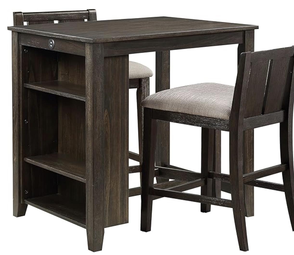 Walnut 3-pieces Solid Wood Dining Set