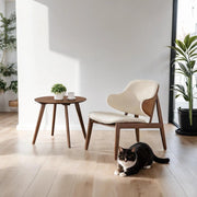 Bouclé Bliss Mid-Century Modern Solid Wood Elegant Side Table with Accent Chair Set