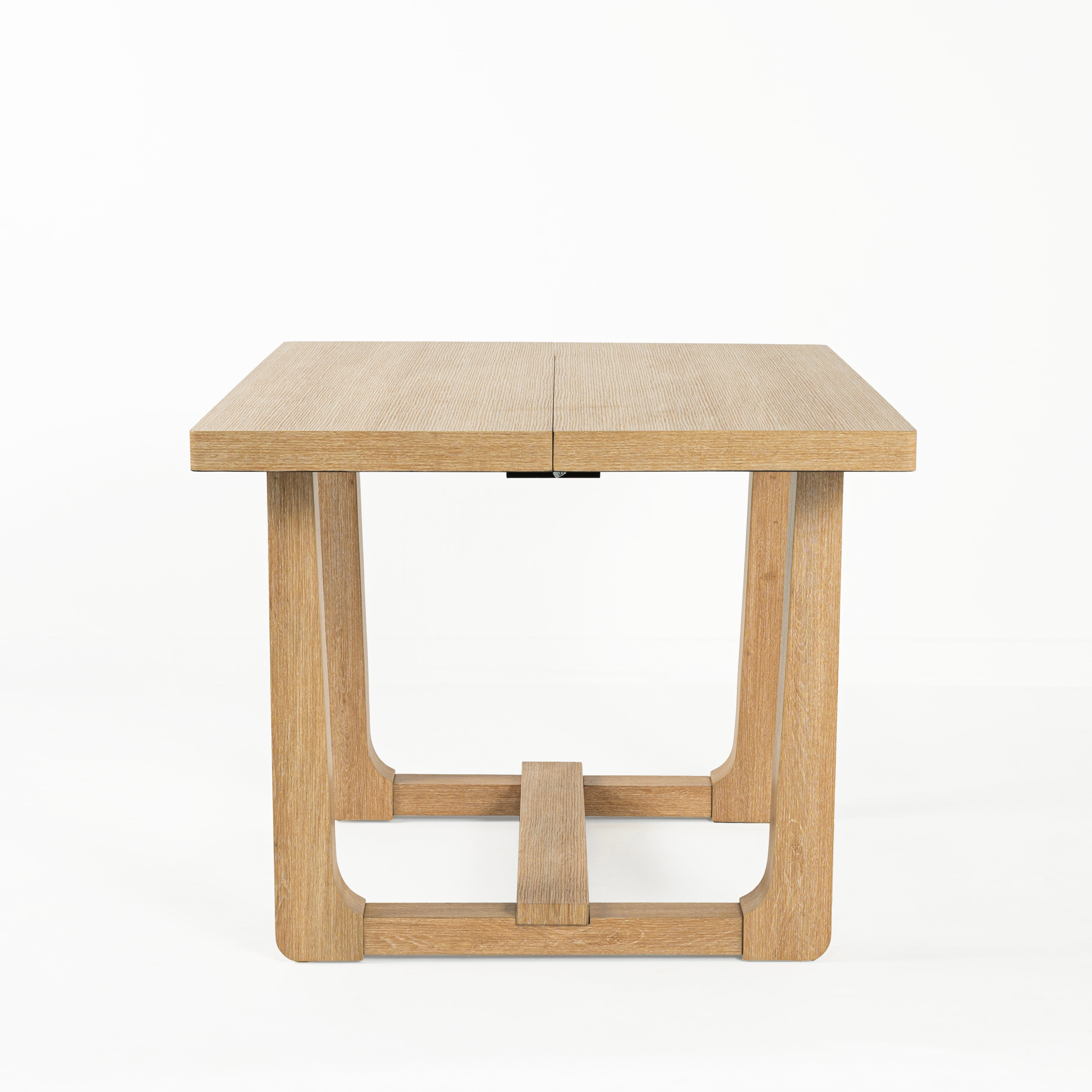 Transitional Dining Table with Trestle Base and Solid Wood Look
