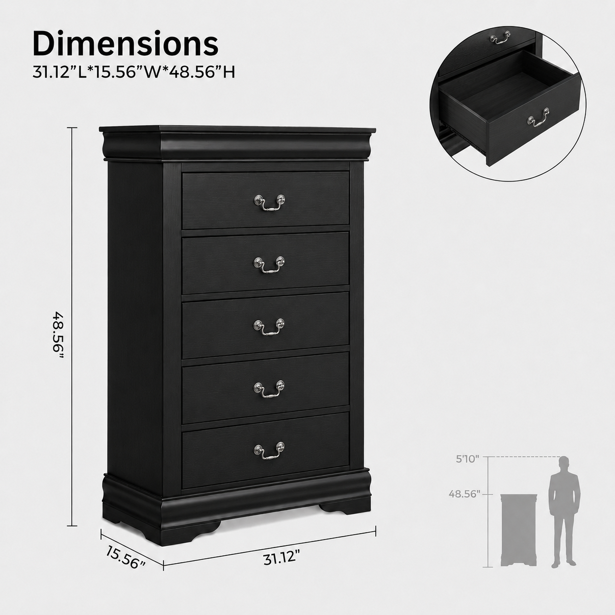 Transitional Solid Wood Chest with English Dovetail Drawers and Bracket Feet