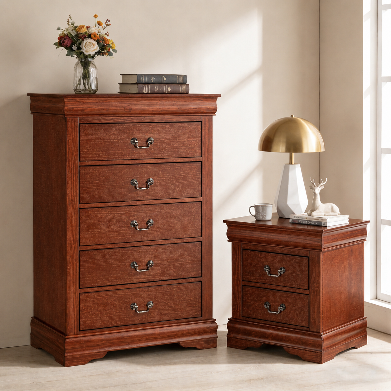 Transitional Solid Wood Chest with English Dovetail Drawers and Bracket Feet