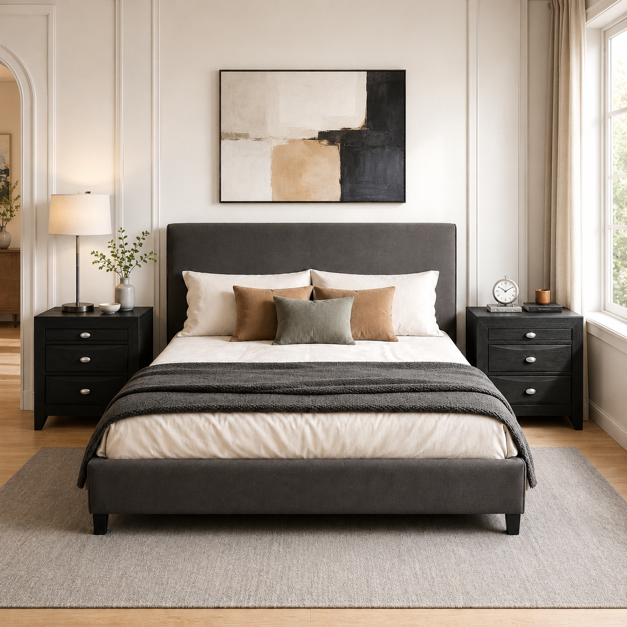 Fully Assembled Transitional Wood Nightstand – Solid Wood Bedside Table for Modern Bedrooms