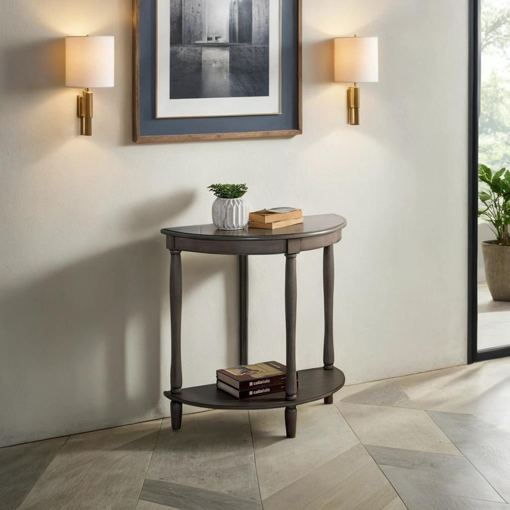 Antique Transitional Side Table with Semi-Rounded