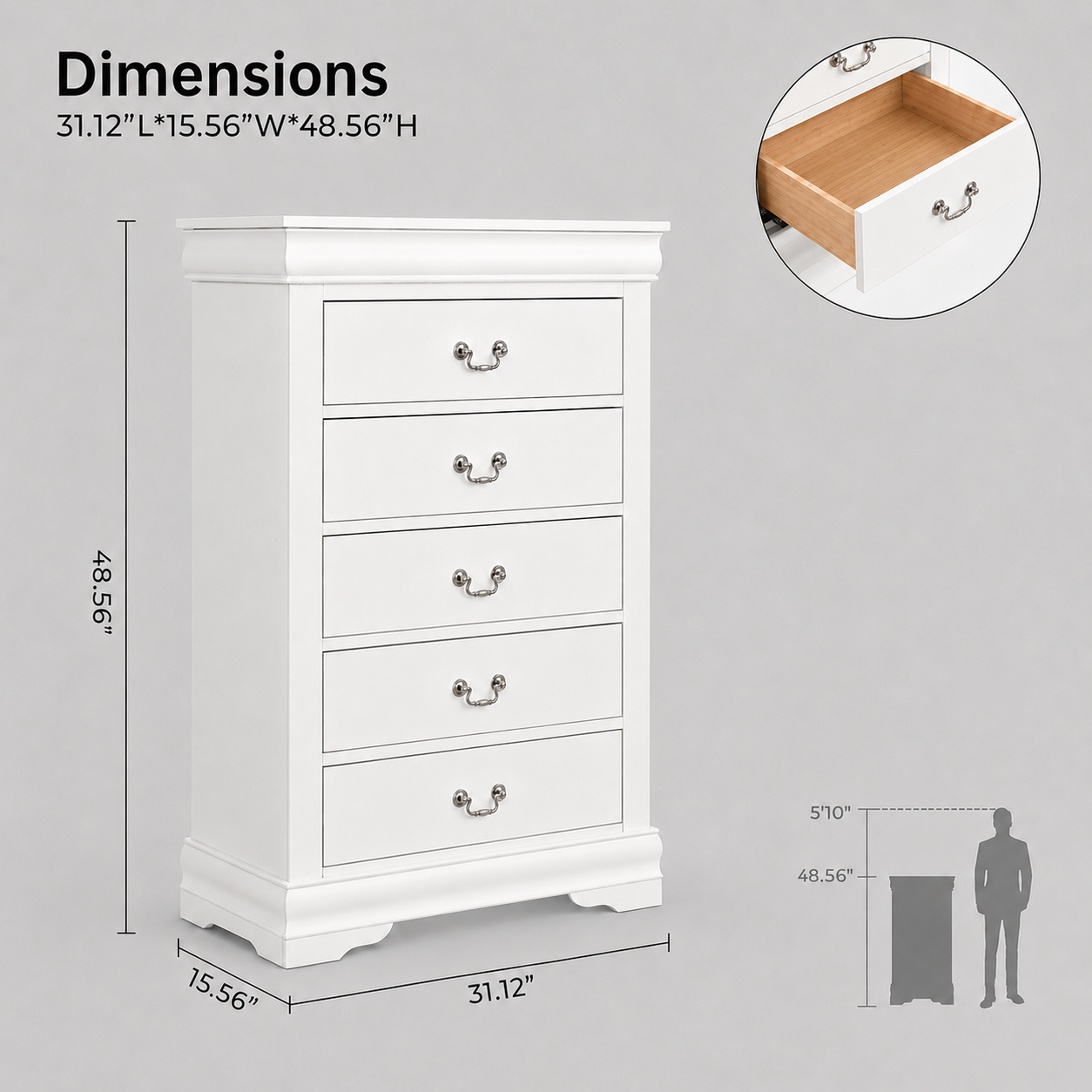 Transitional Solid Wood Chest with English Dovetail Drawers and Bracket Feet