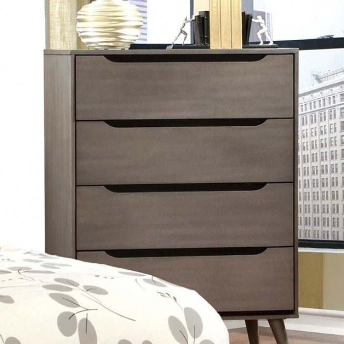 Mid-Century Modern Wood Storage Chest – Sleek Tapered Legs and Hidden Pulls